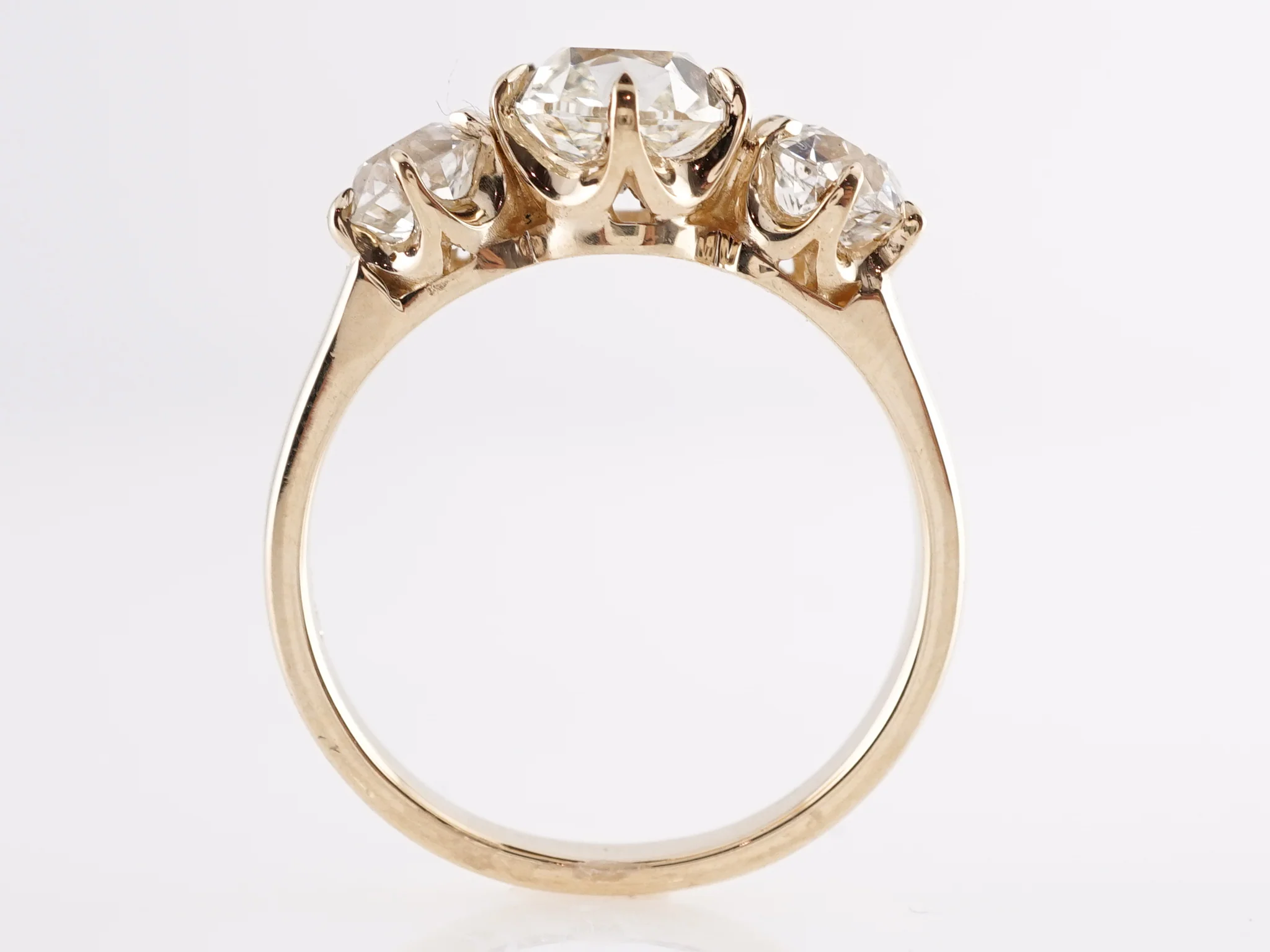 2.56 Three Stone Diamond Engagement Ring 14k Yellow Gold - Image 4