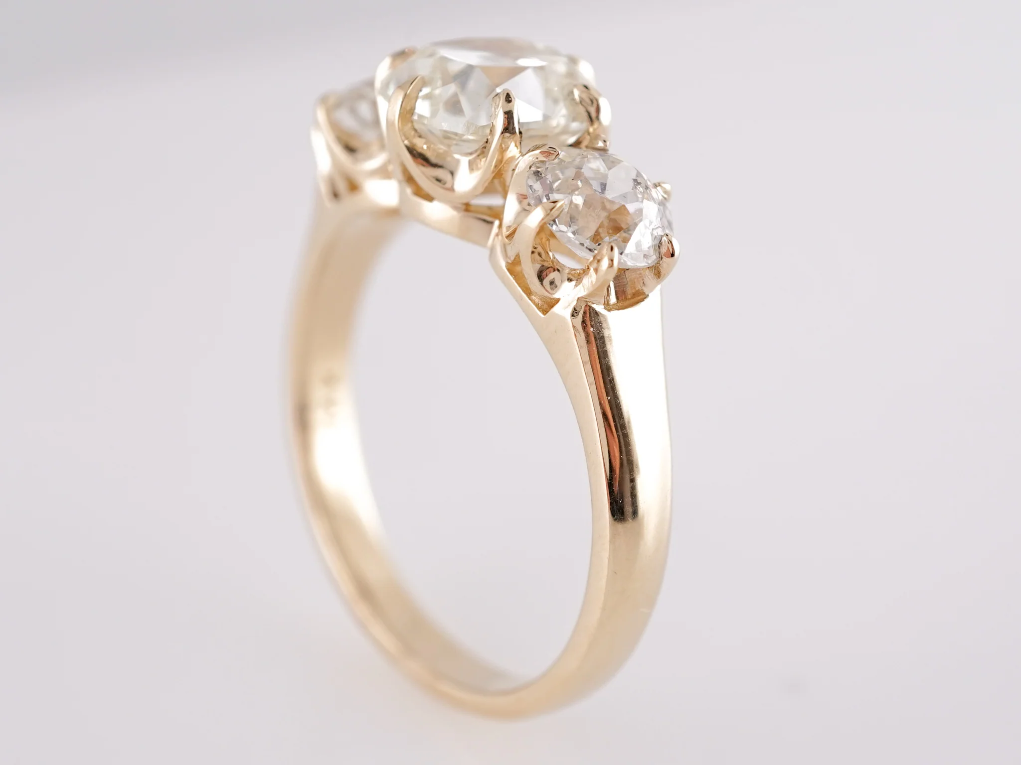 2.56 Three Stone Diamond Engagement Ring 14k Yellow Gold - Image 5