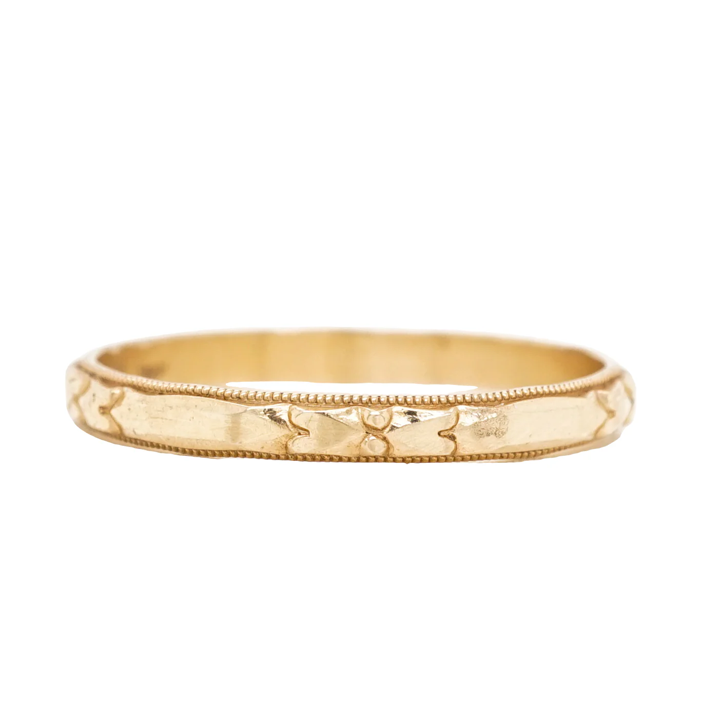 2.5mm Art Deco Engraved Wedding Band in 14k Yellow Gold - Image 2