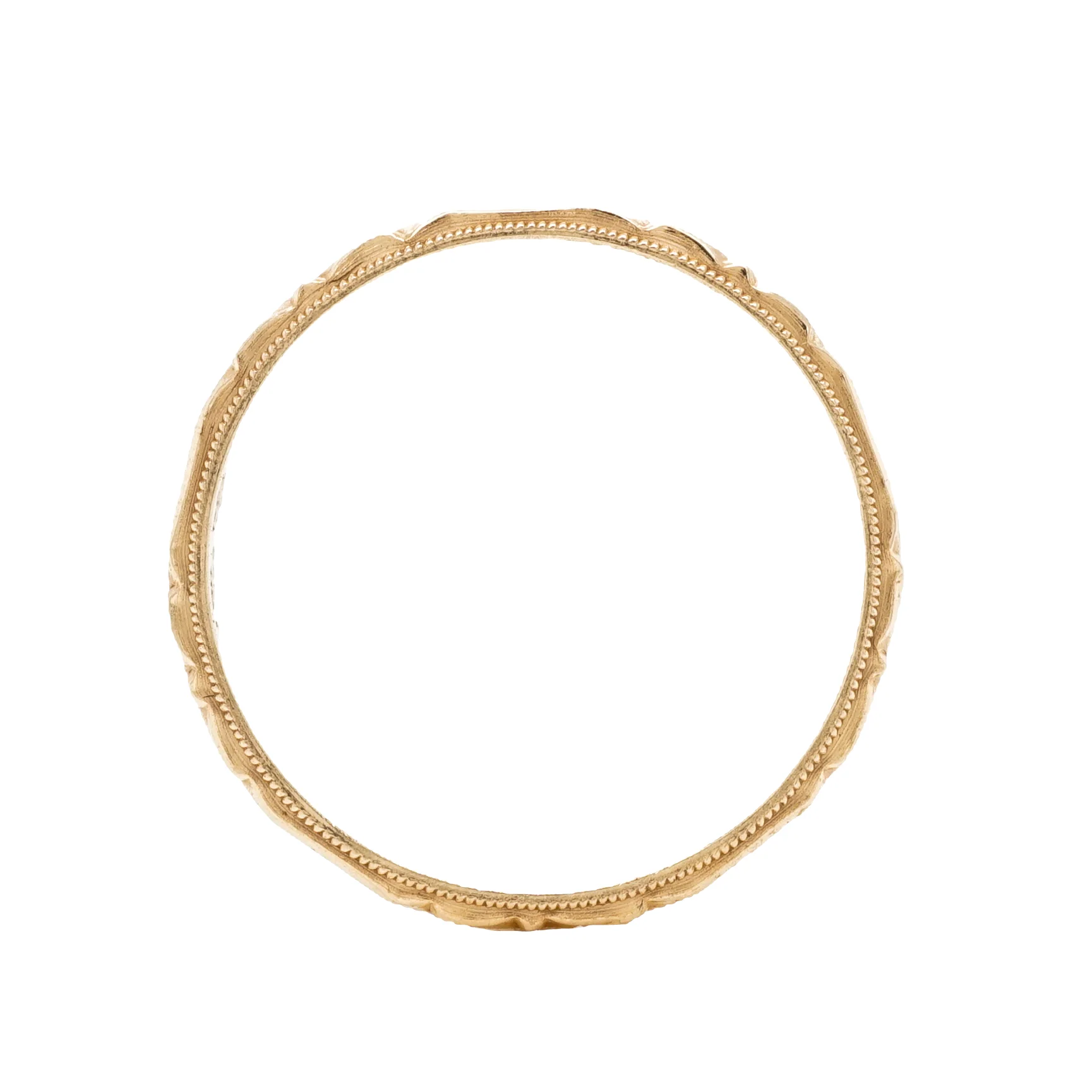 2.5mm Art Deco Engraved Wedding Band in 14k Yellow Gold - Image 3