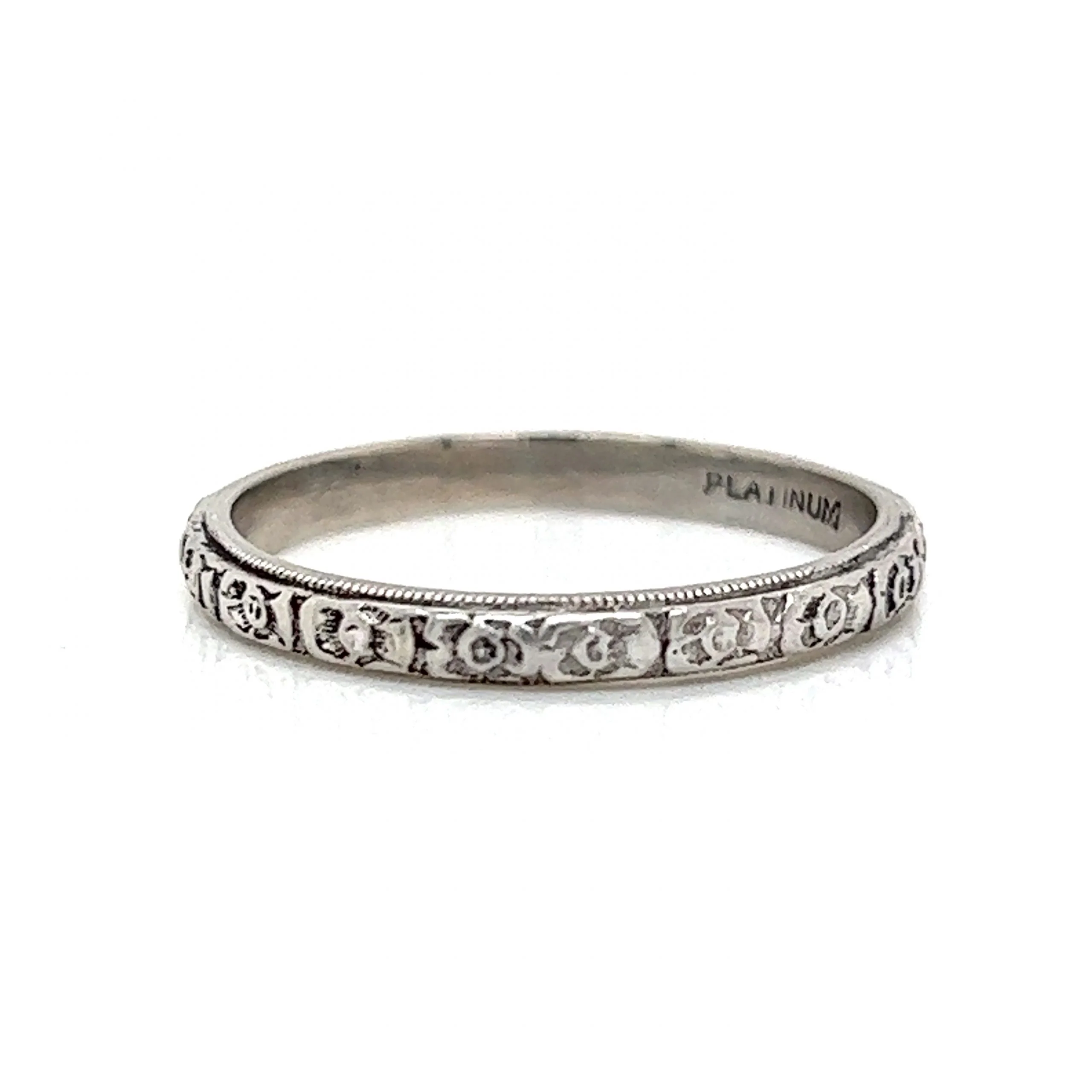 2.5mm Art Deco Orange Blossom Wedding Band in Platinum - Image 2