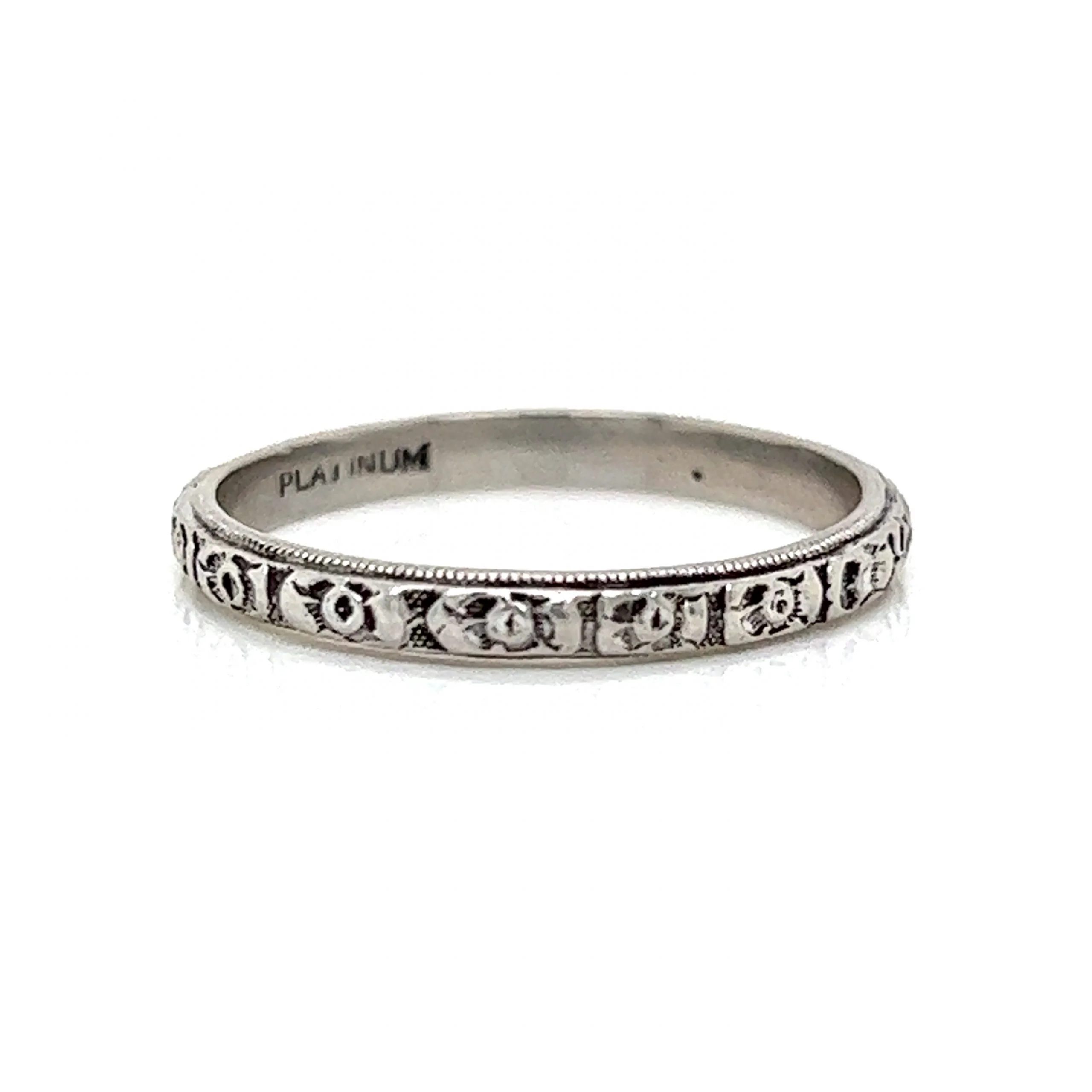 2.5mm Art Deco Orange Blossom Wedding Band in Platinum - Image 3