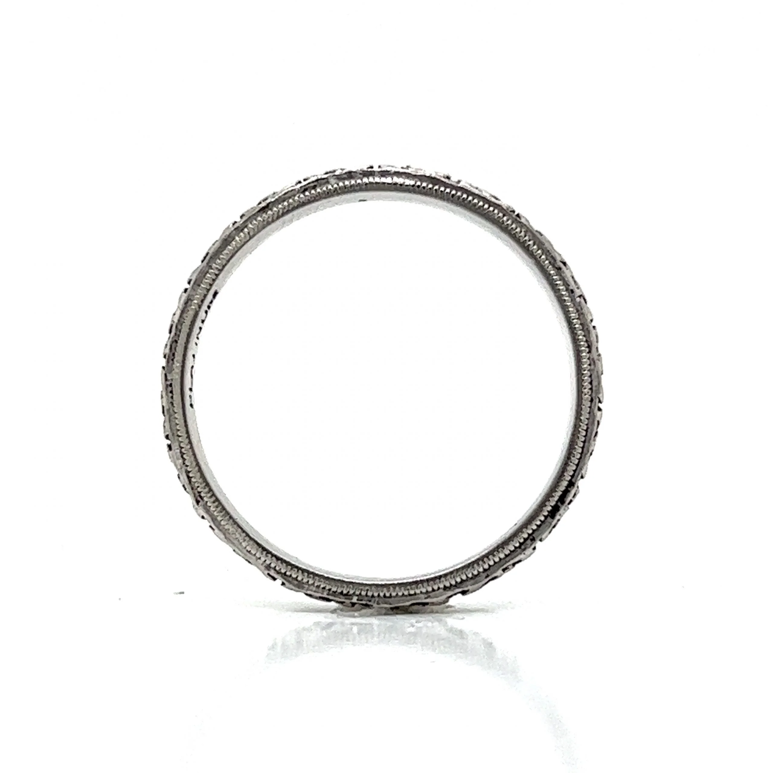2.5mm Art Deco Orange Blossom Wedding Band in Platinum - Image 4
