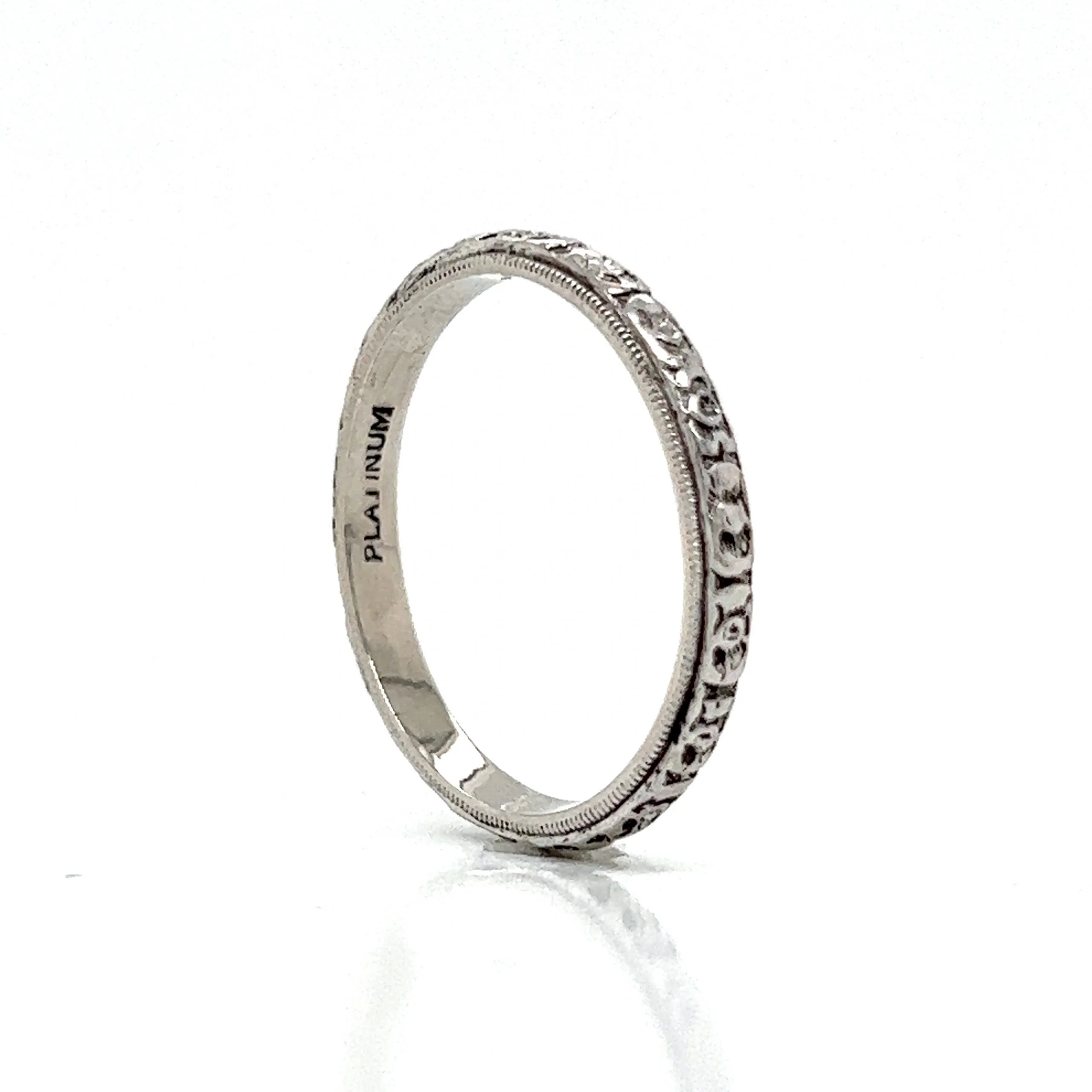 2.5mm Art Deco Orange Blossom Wedding Band in Platinum - Image 5