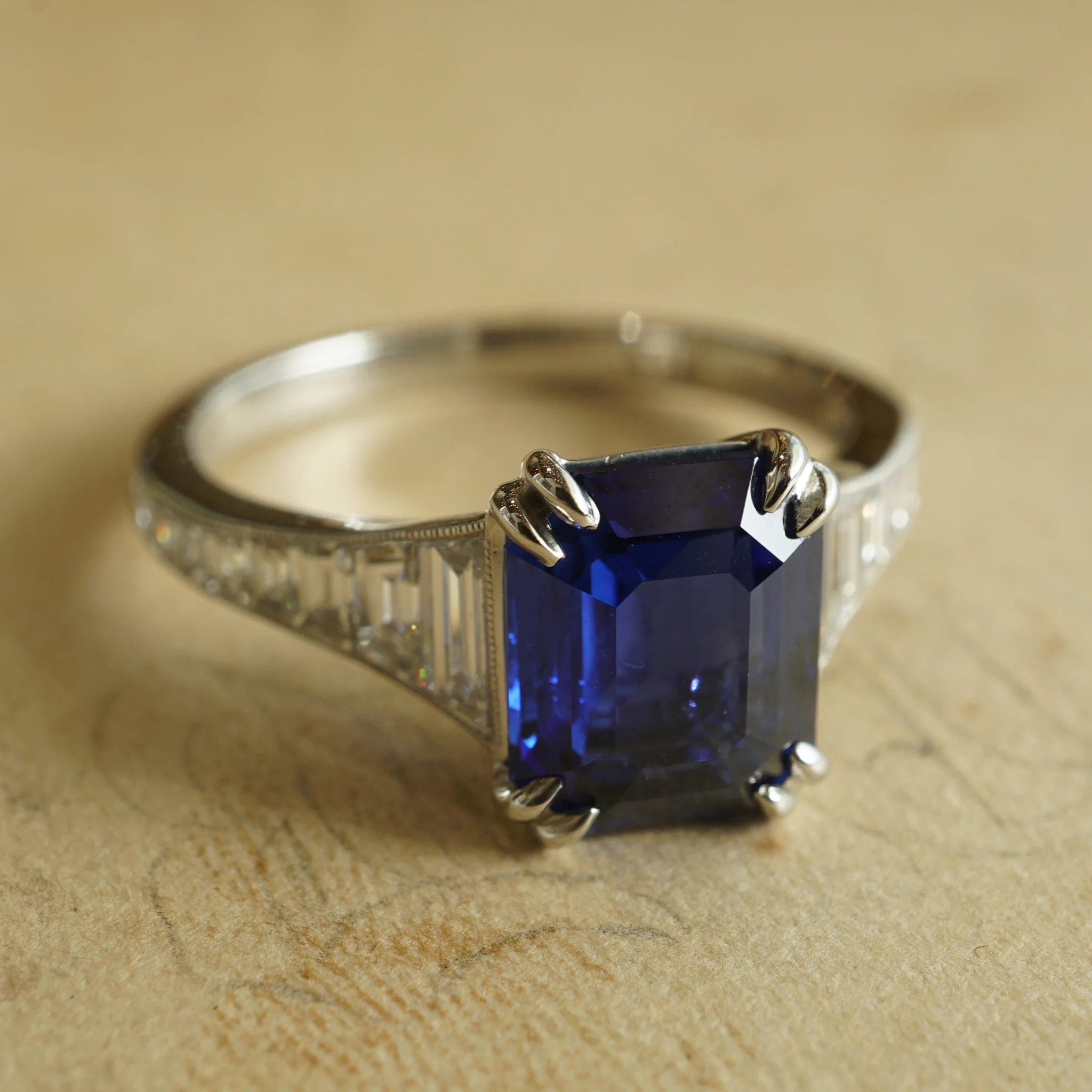 2.60 Sapphire & Diamond Engagement Ring in Platinum - Image 6