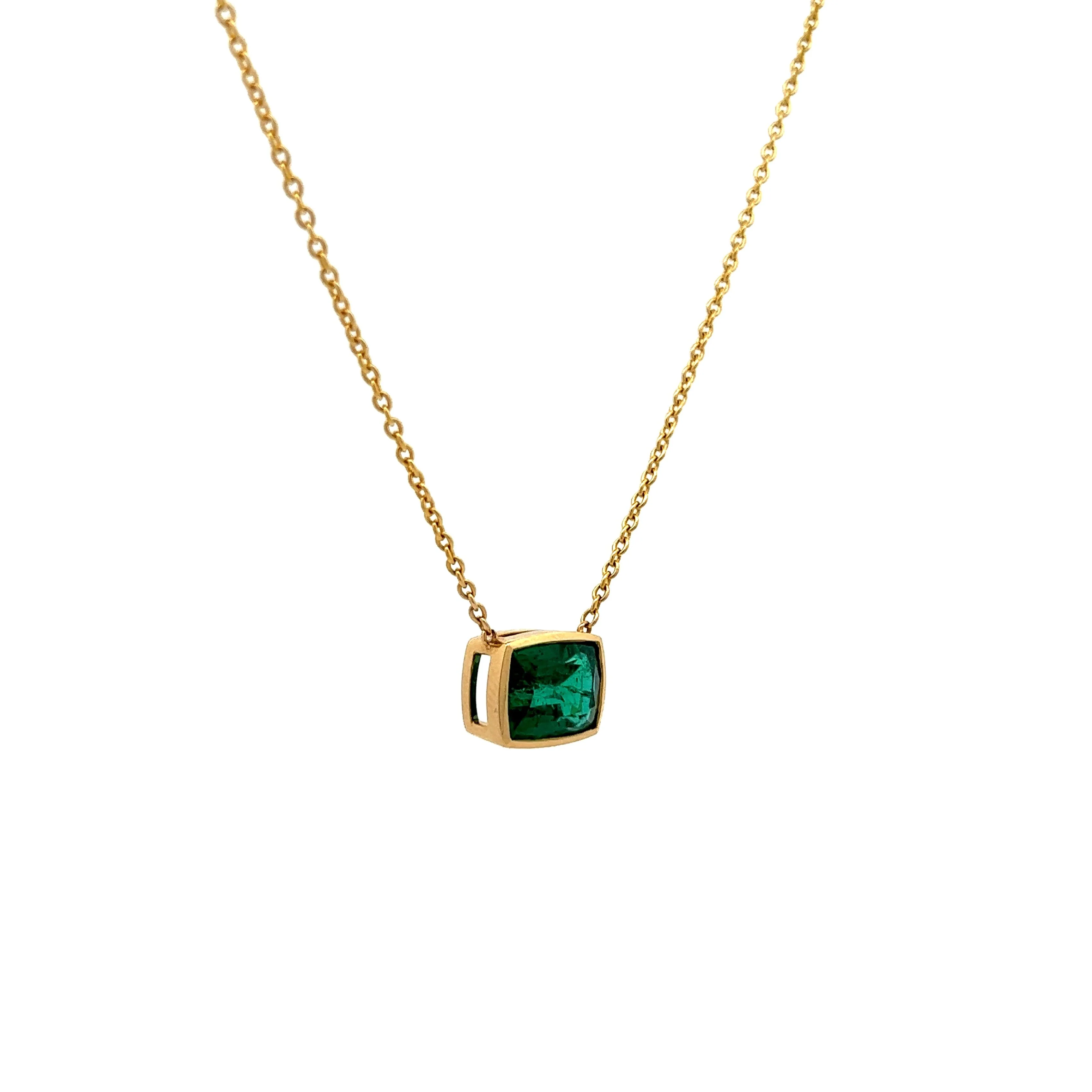 2.61 Emerald Cut Emerald Pendant in 18k Yellow Gold - Image 3