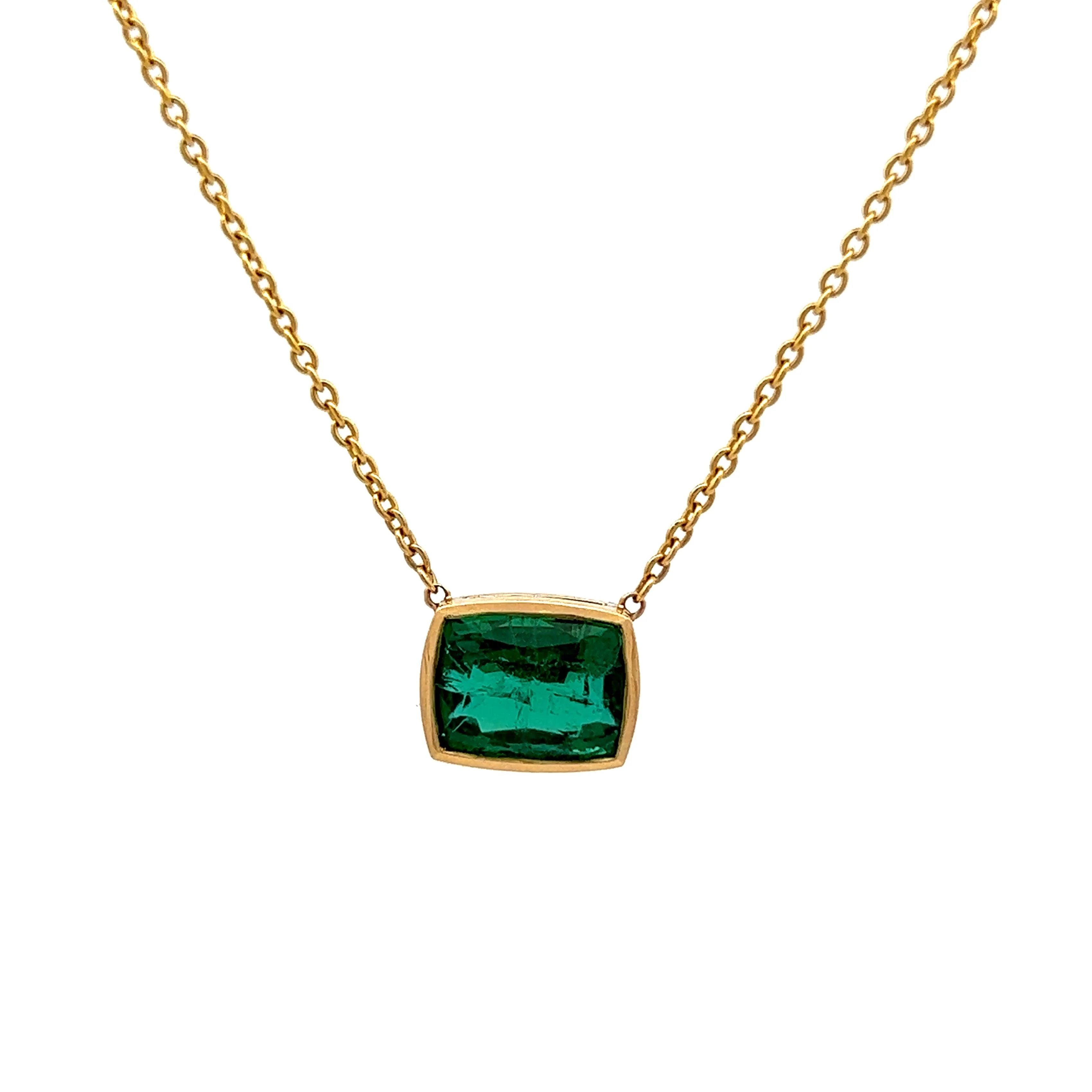 2.61 Emerald Cut Emerald Pendant in 18k Yellow Gold - Image 4