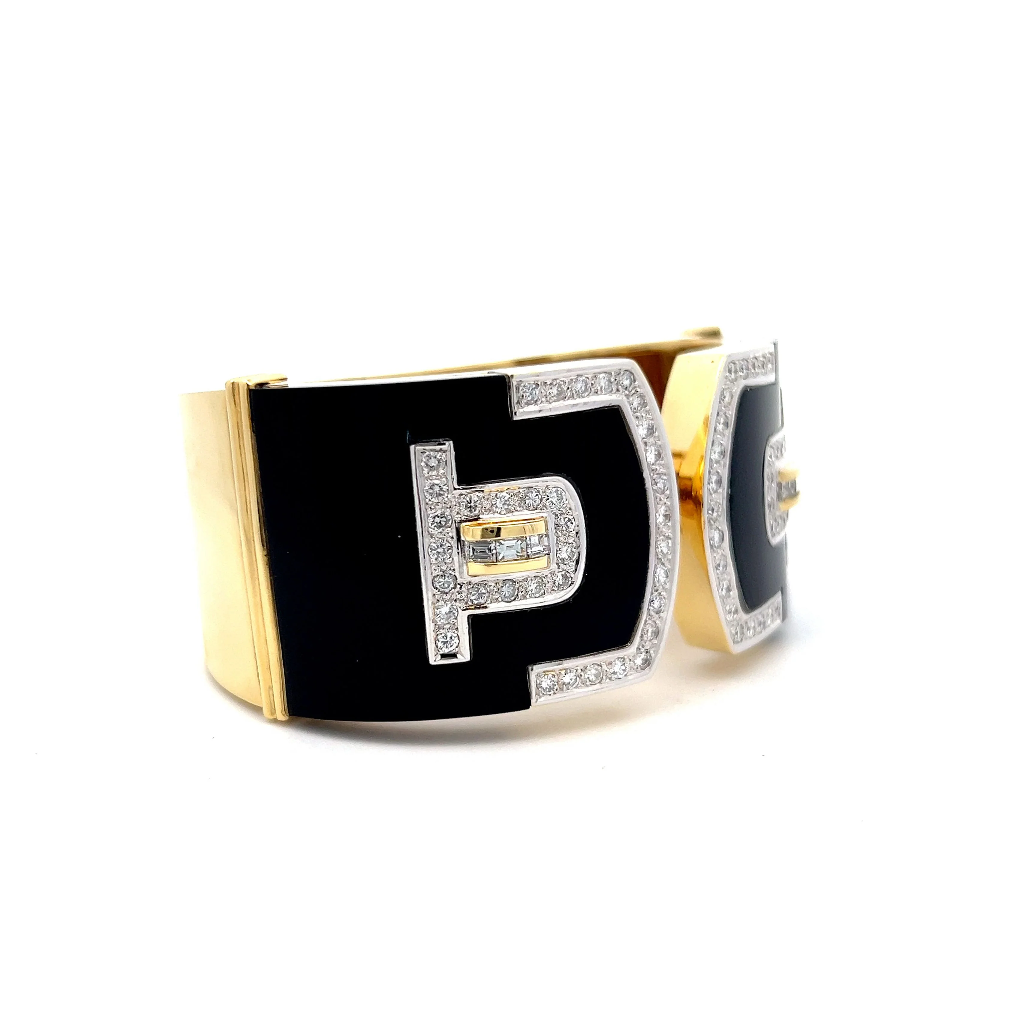 2.61 Vintage Diamond & Onyx Bracelet in Yellow Gold - Image 3