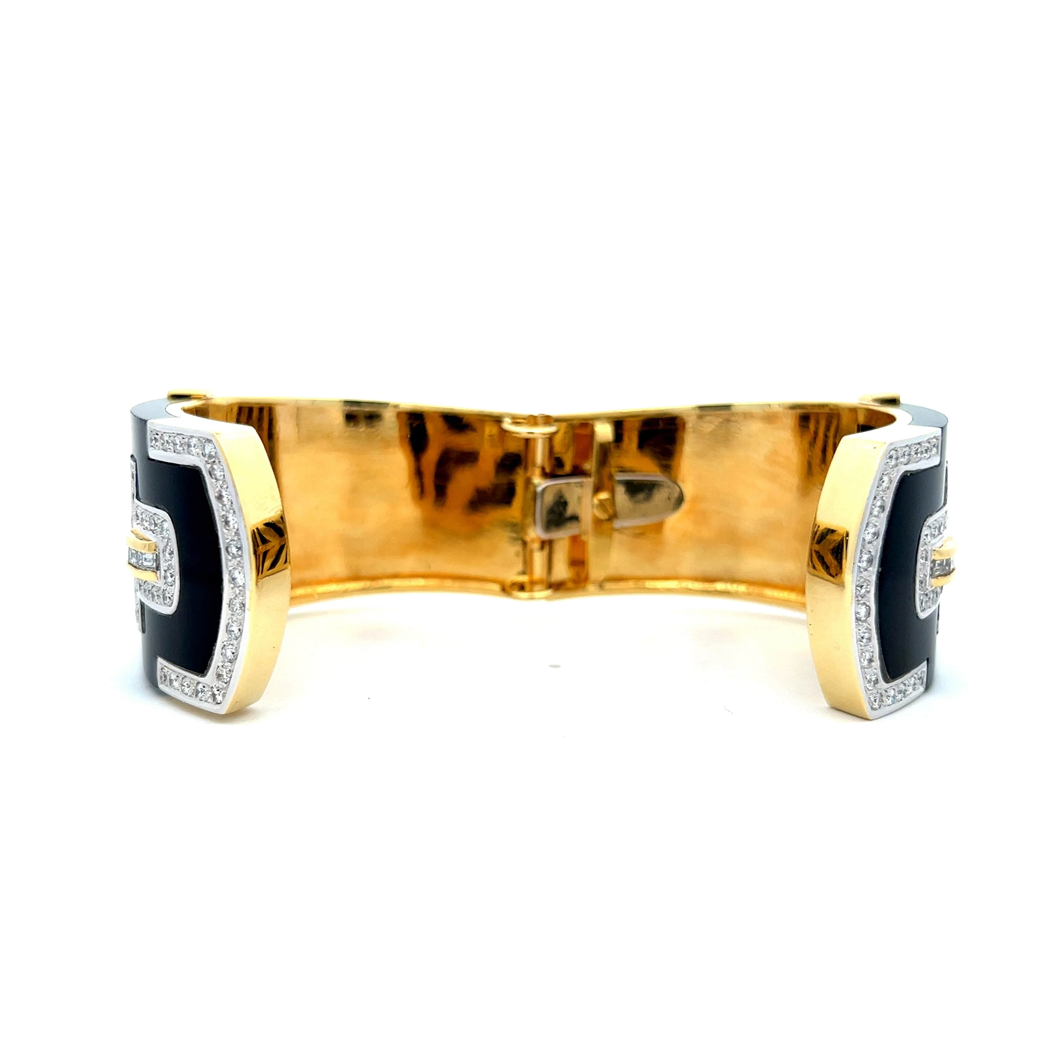 2.61 Vintage Diamond & Onyx Bracelet in Yellow Gold - Image 4