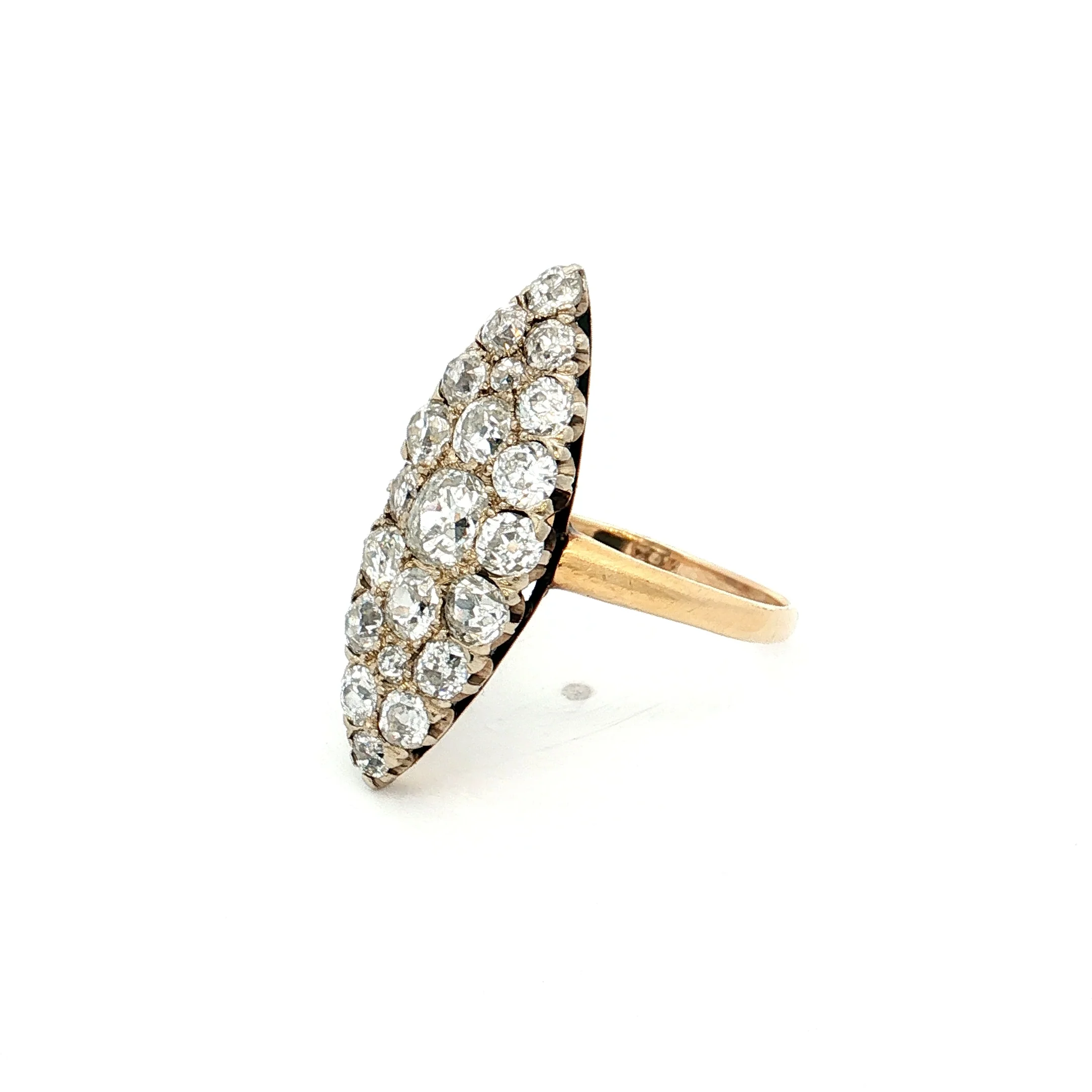 2.64 Antique Victorian Navette Cluster Ring 14k - Image 2