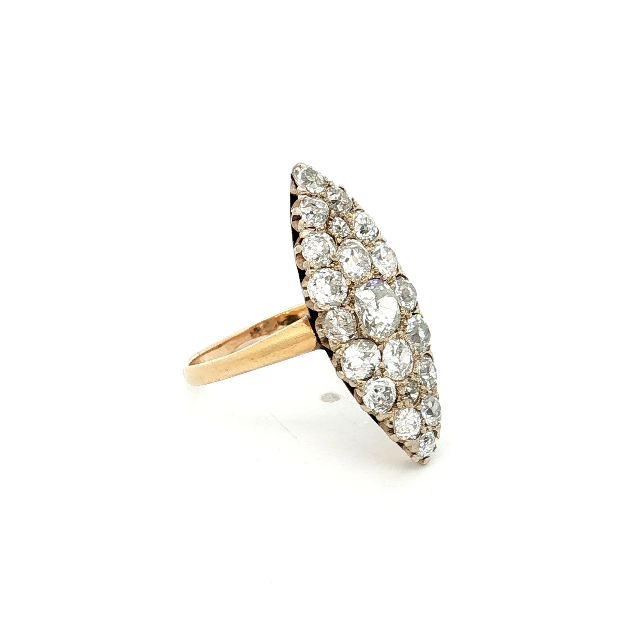 2.64 Antique Victorian Navette Cluster Ring 14k - Image 3