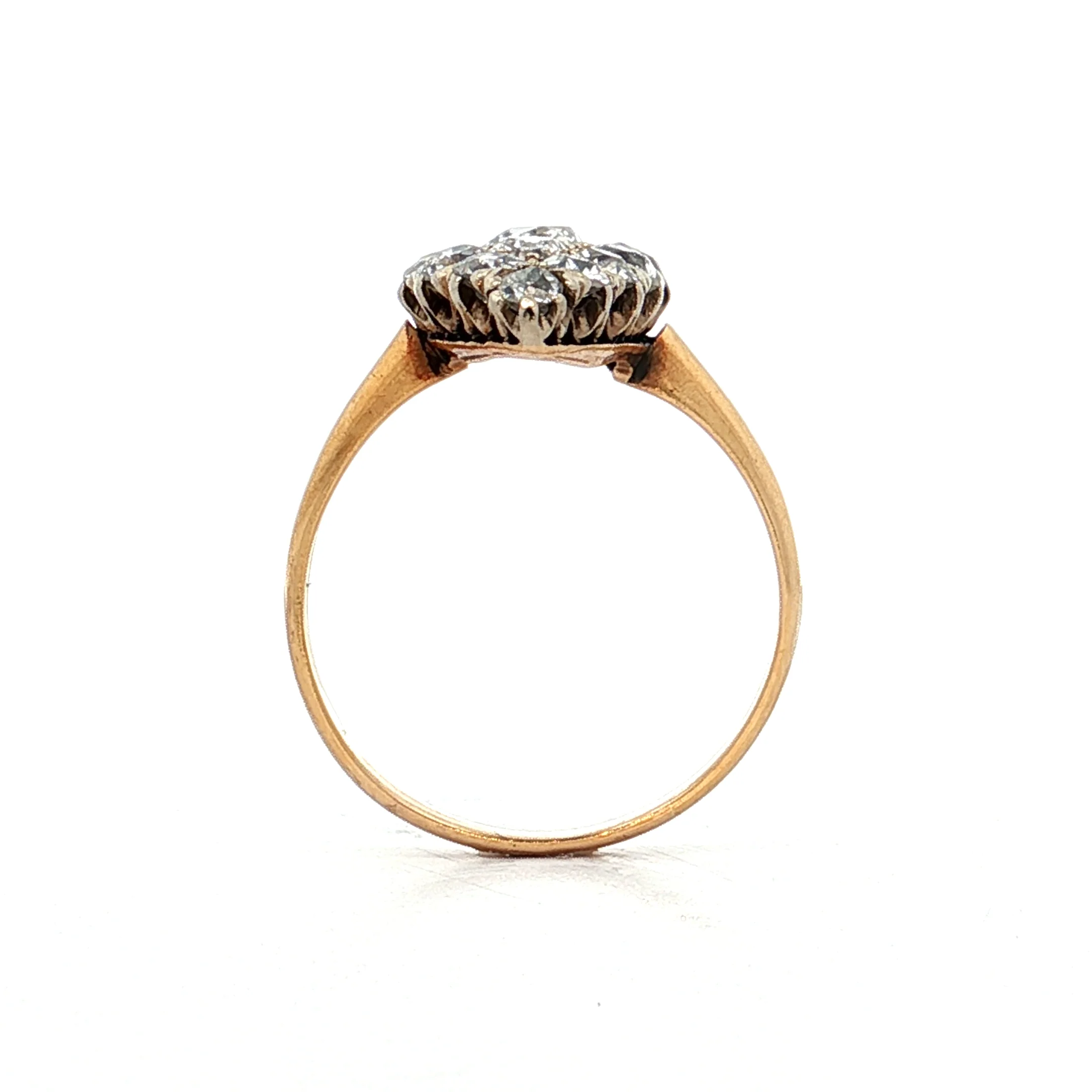 2.64 Antique Victorian Navette Cluster Ring 14k - Image 4