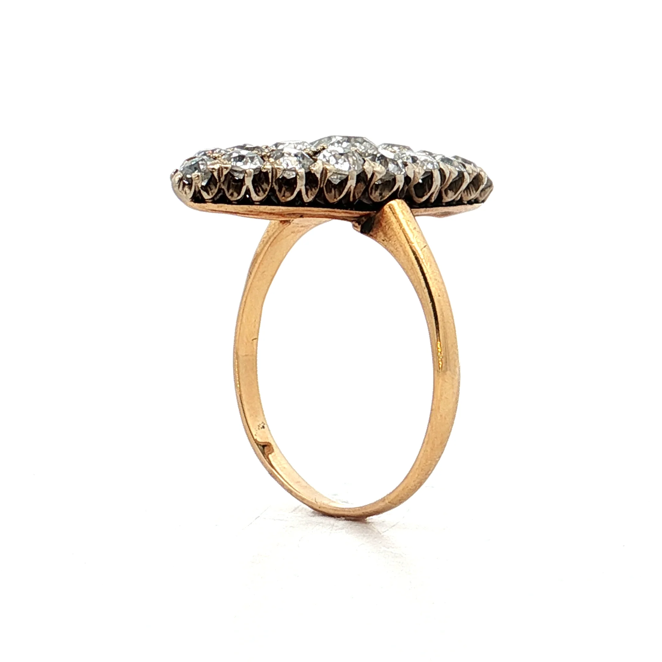2.64 Antique Victorian Navette Cluster Ring 14k - Image 5