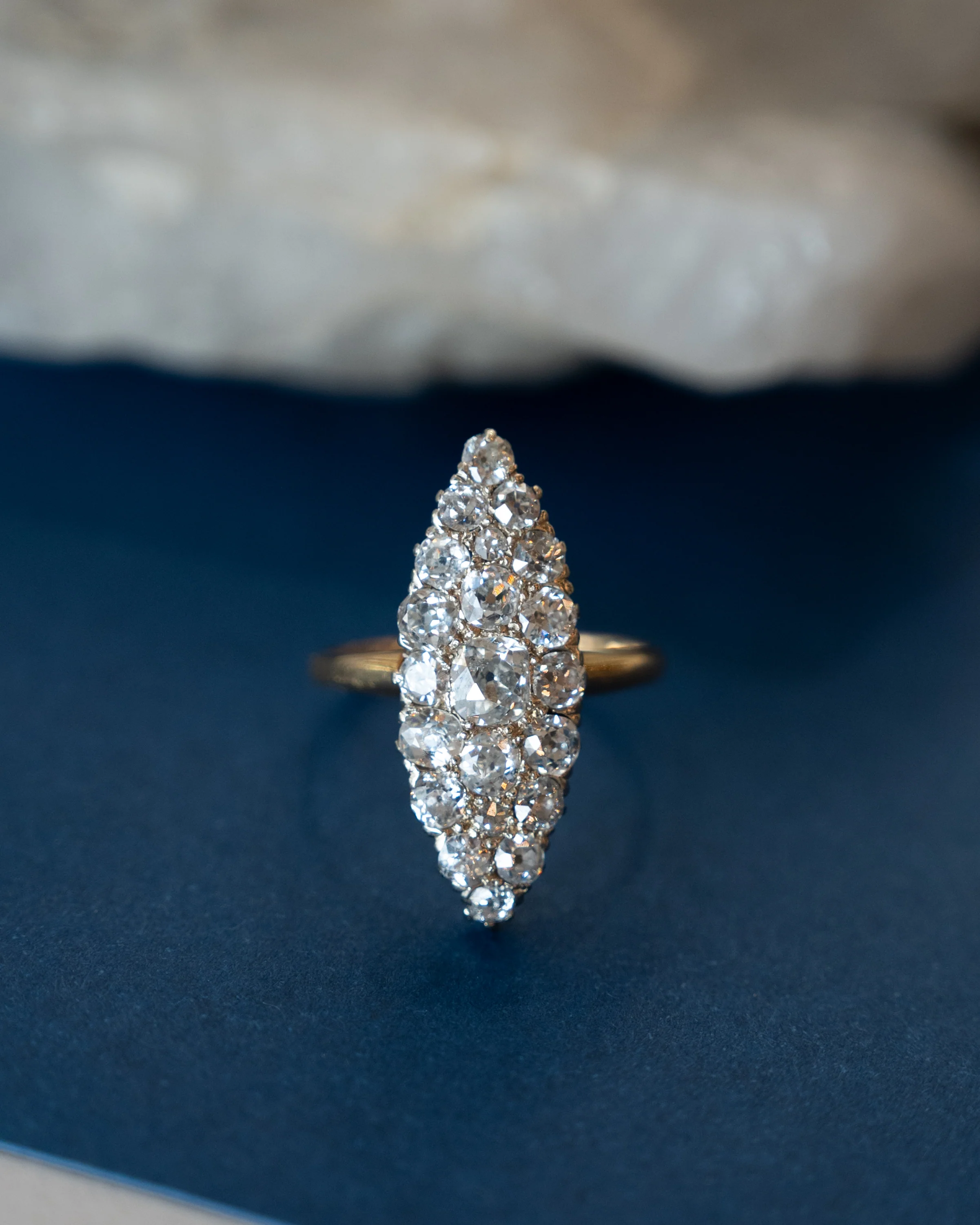 2.64 Antique Victorian Navette Cluster Ring 14k - Image 6