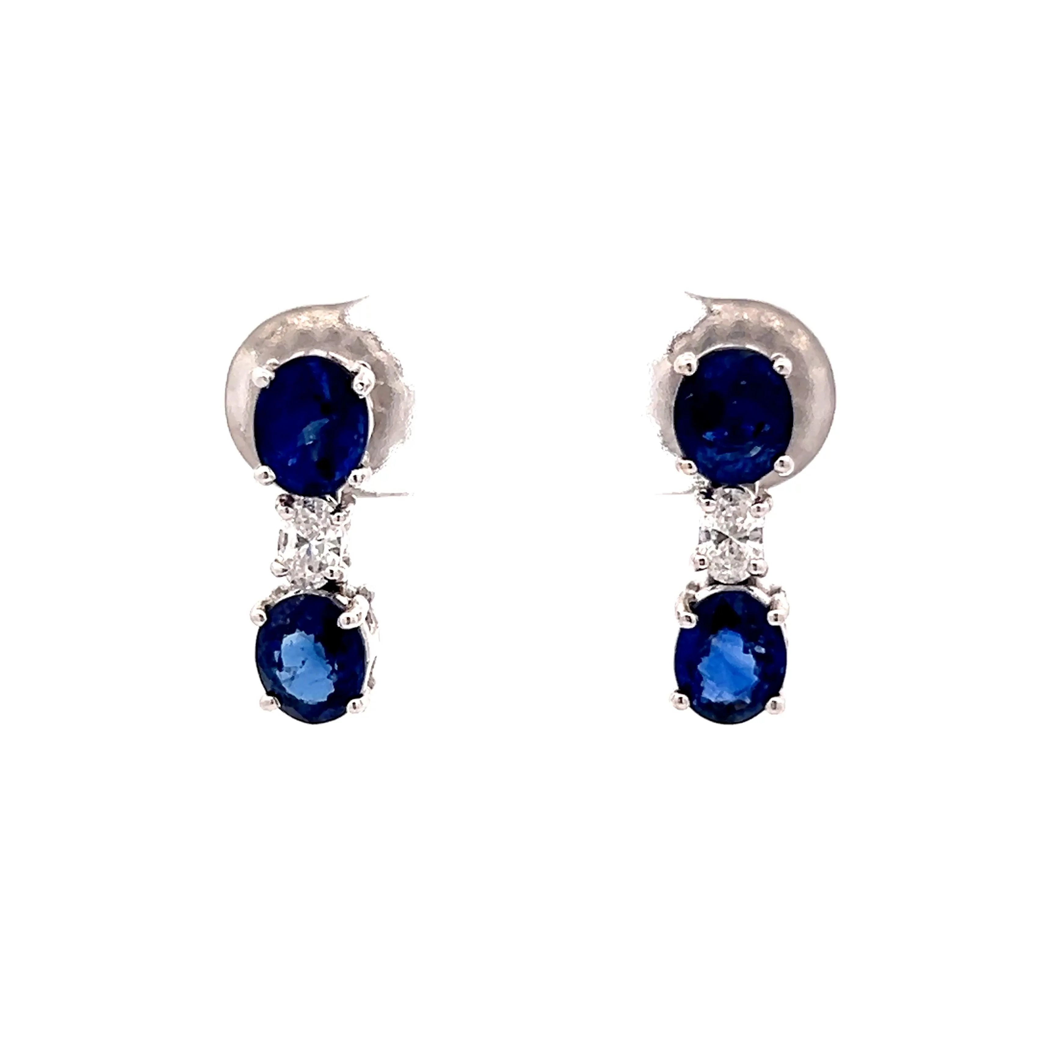 2.64 Oval Sapphire & Diamond Earrings in 14k