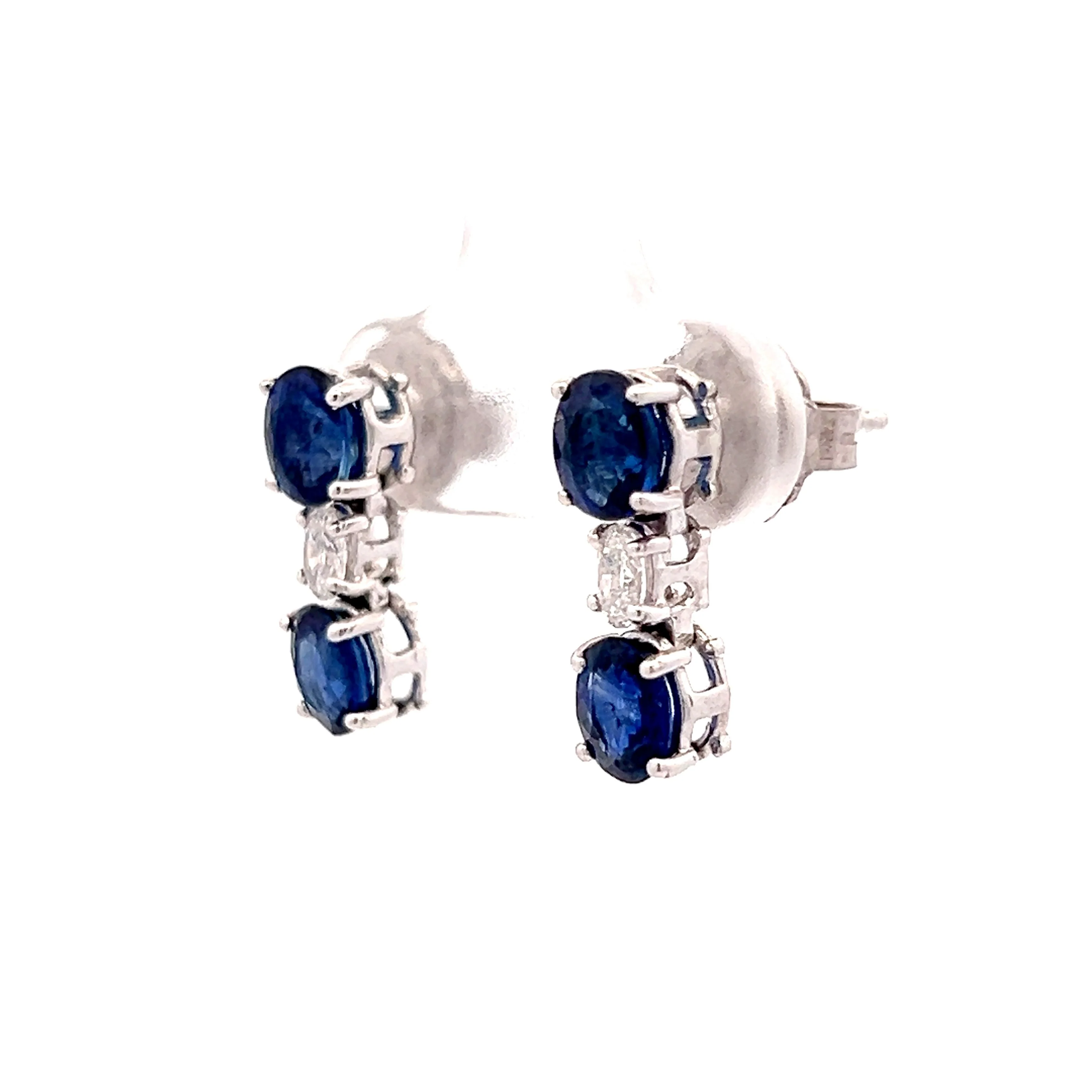 2.64 Oval Sapphire & Diamond Earrings in 14k - Image 2