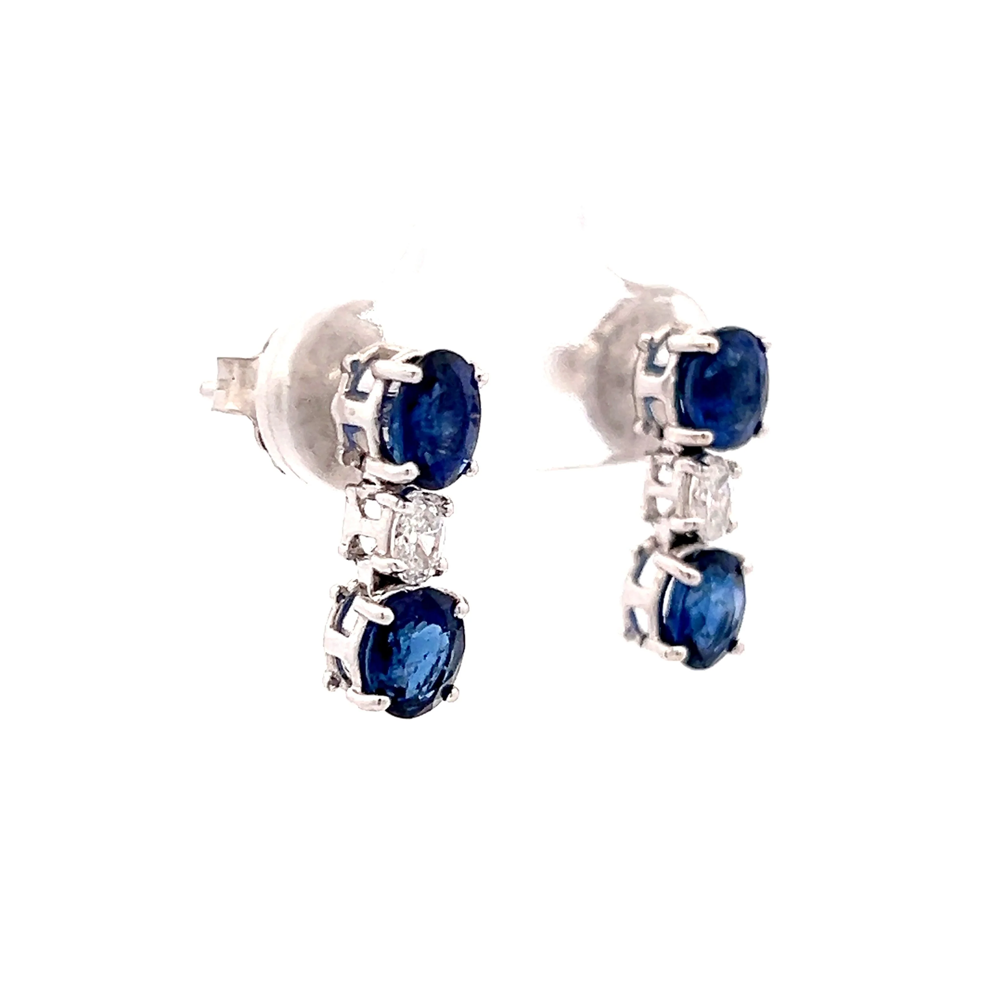 2.64 Oval Sapphire & Diamond Earrings in 14k - Image 3