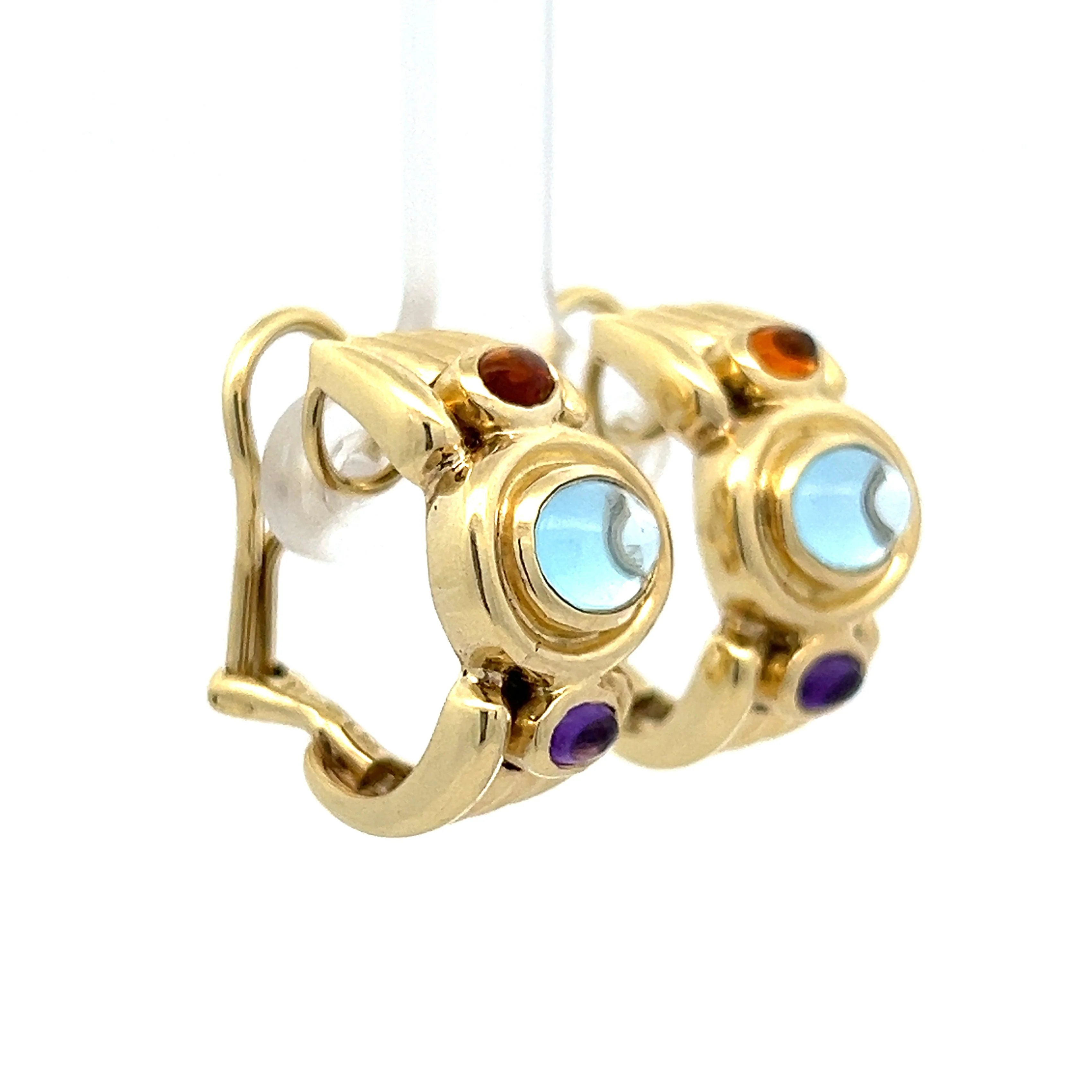 2.66 Aquamarine, Amethyst & Citrine Hoop Earrings - Image 3