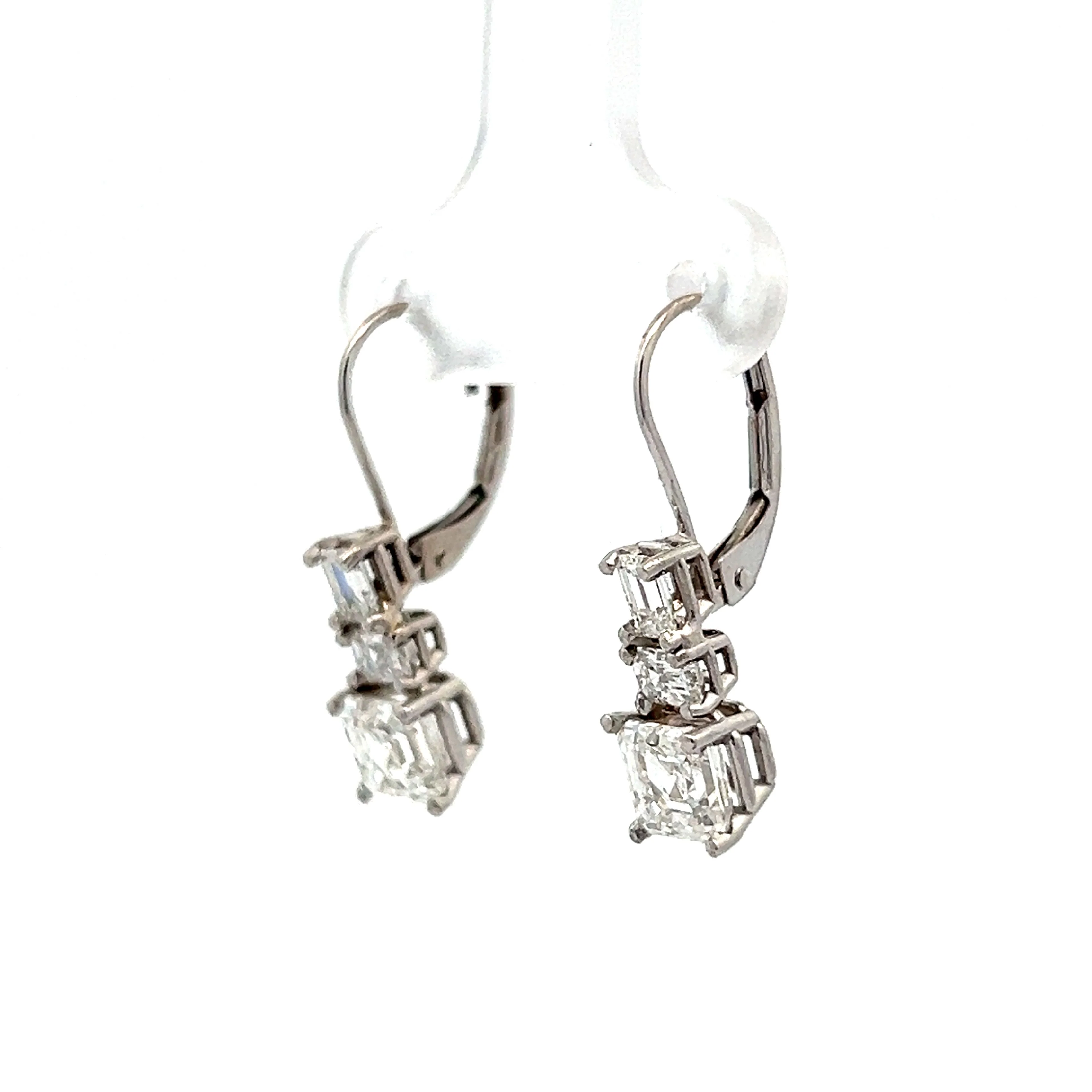 2.66 Asscher & Emerald Cut Diamond Earrings in 14k - Image 2
