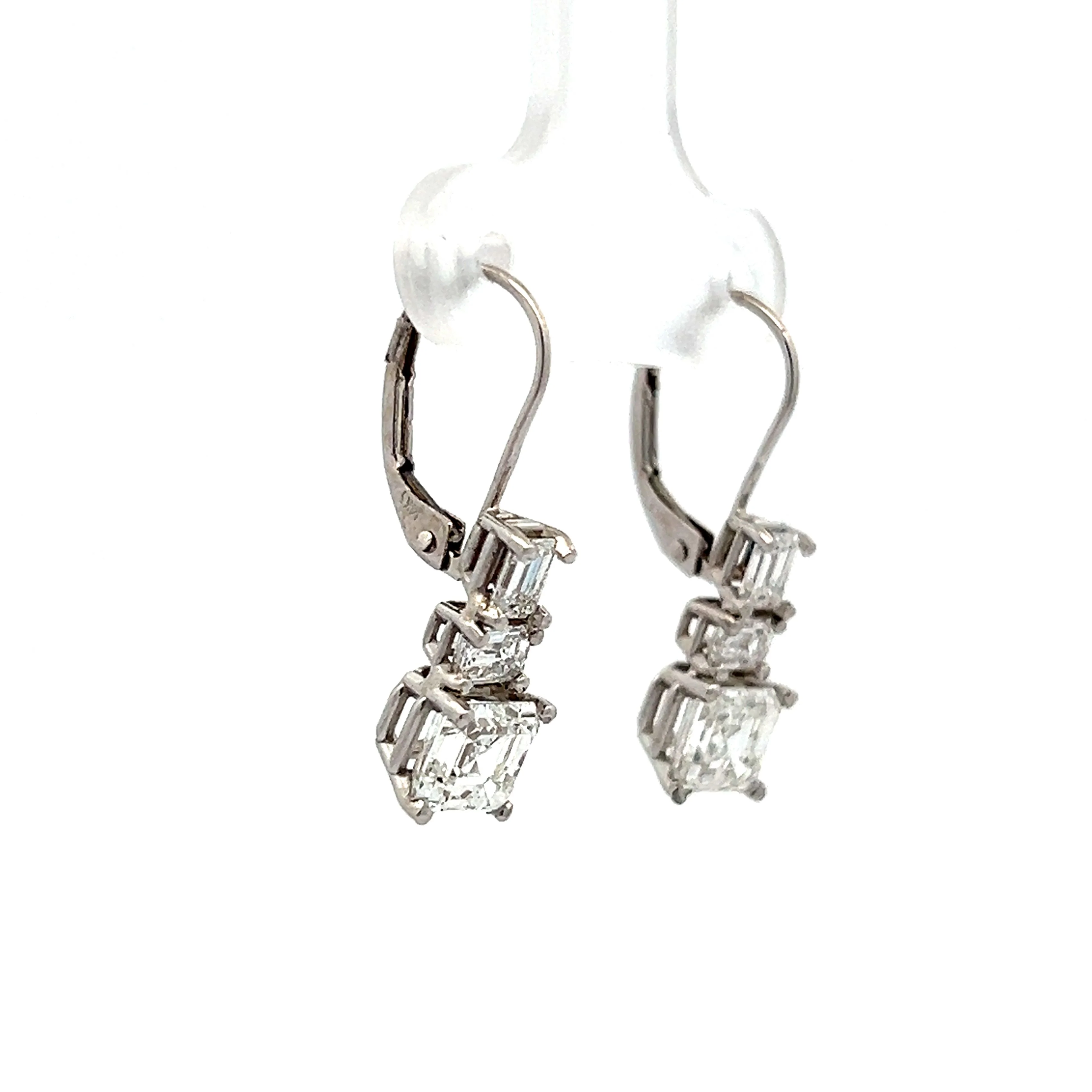 2.66 Asscher & Emerald Cut Diamond Earrings in 14k - Image 3
