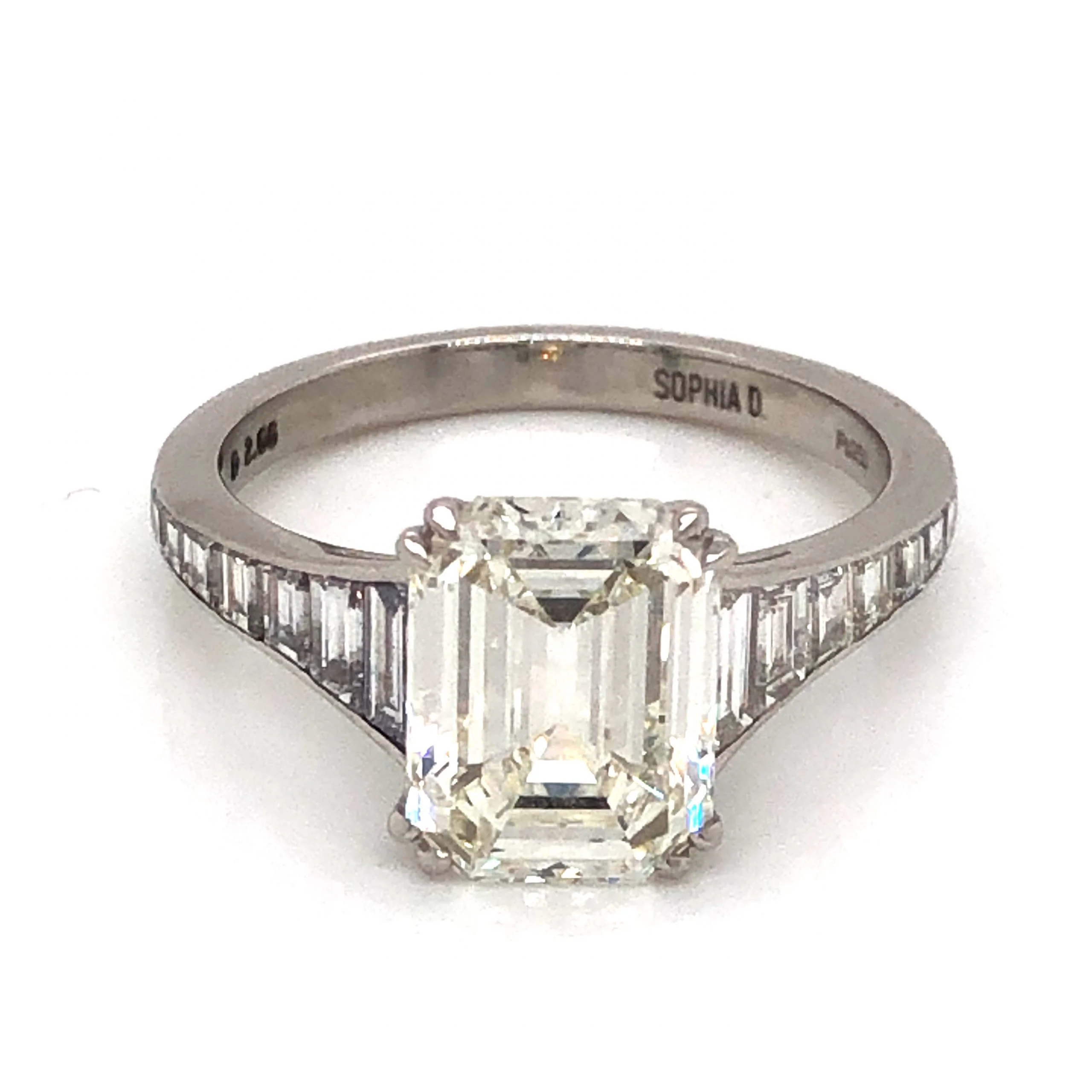 2.66 Emerald Cut Diamond Engagement Ring in Platinum - Image 4