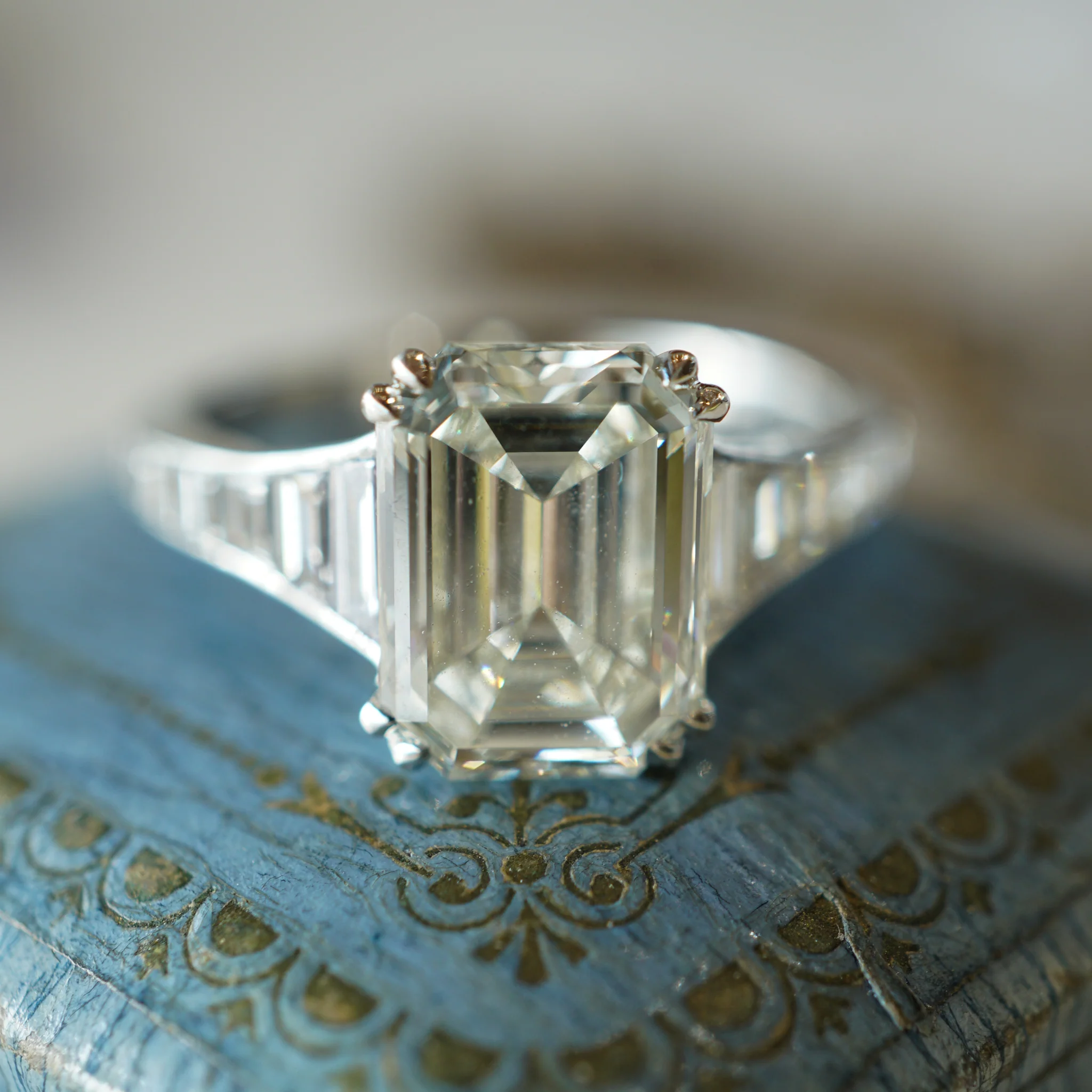 2.66 Emerald Cut Diamond Engagement Ring in Platinum - Image 5