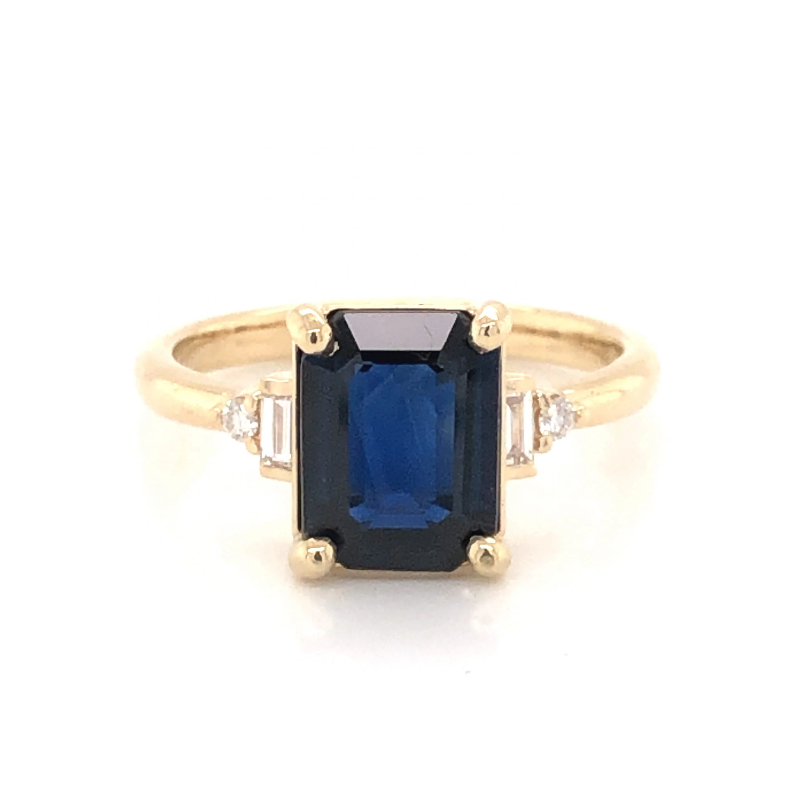 2.67 Emerald Cut Sapphire Engagement Ring in Yellow Gold