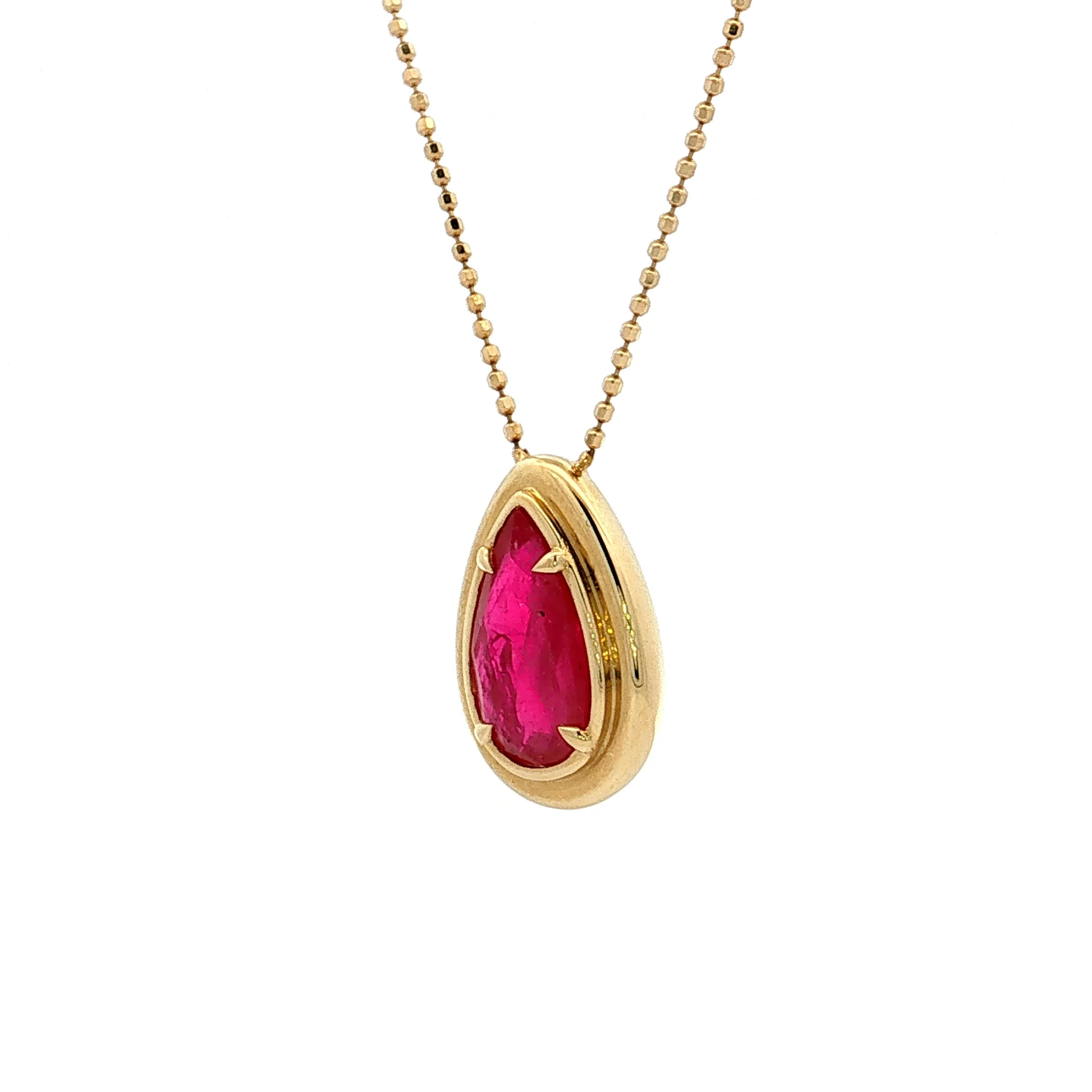 2.67 Pear Ruby Pendant Necklace 18k Yellow Gold - Image 2