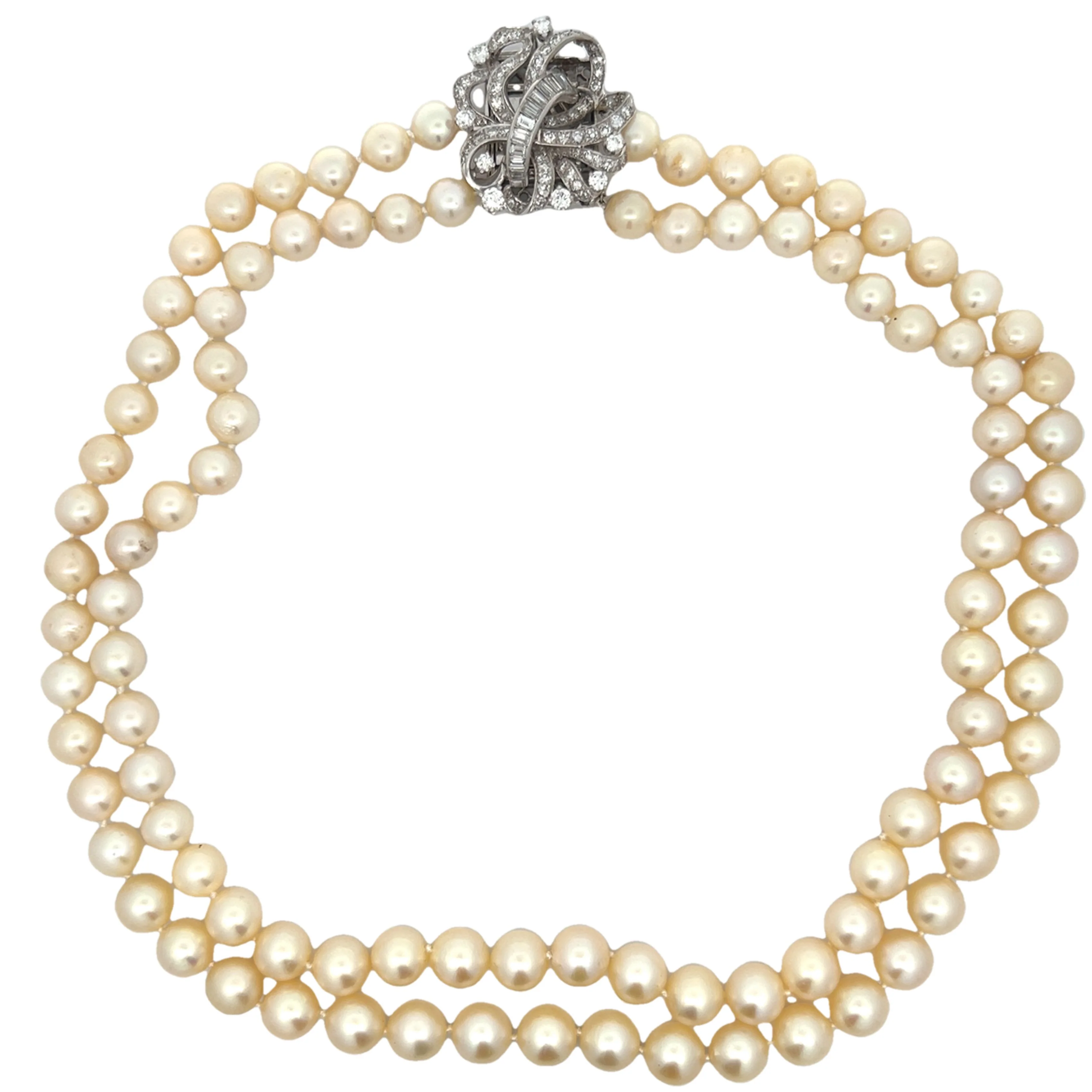 2.68 Vintage Diamond & Pearl Necklace in 14k - Image 5