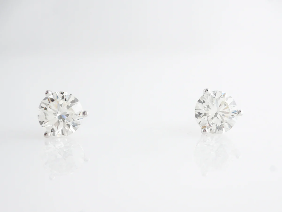 2.69 Carat Diamond Earring Studs in 14k White Gold
