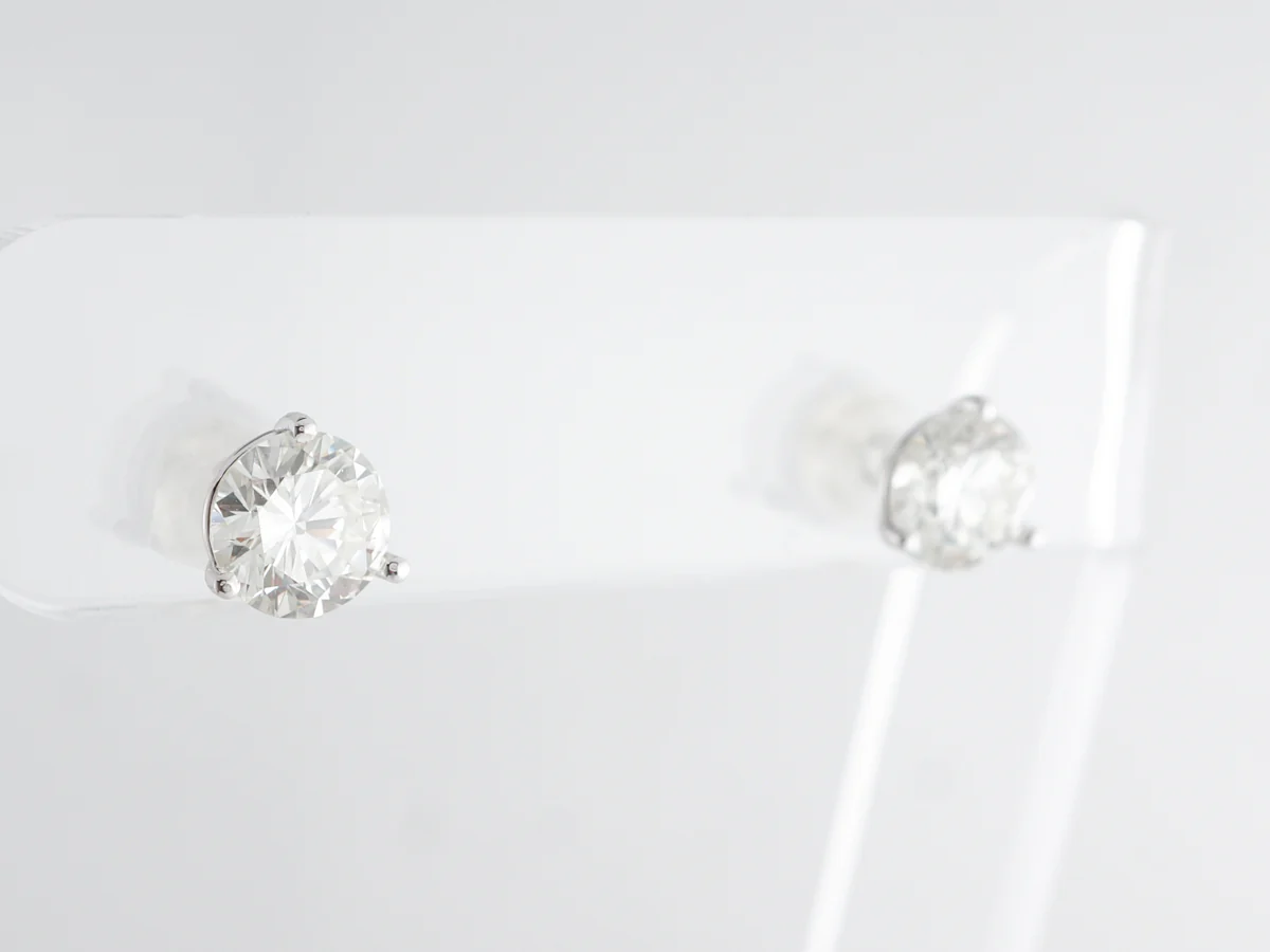 2.69 Carat Diamond Earring Studs in 14k White Gold - Image 4