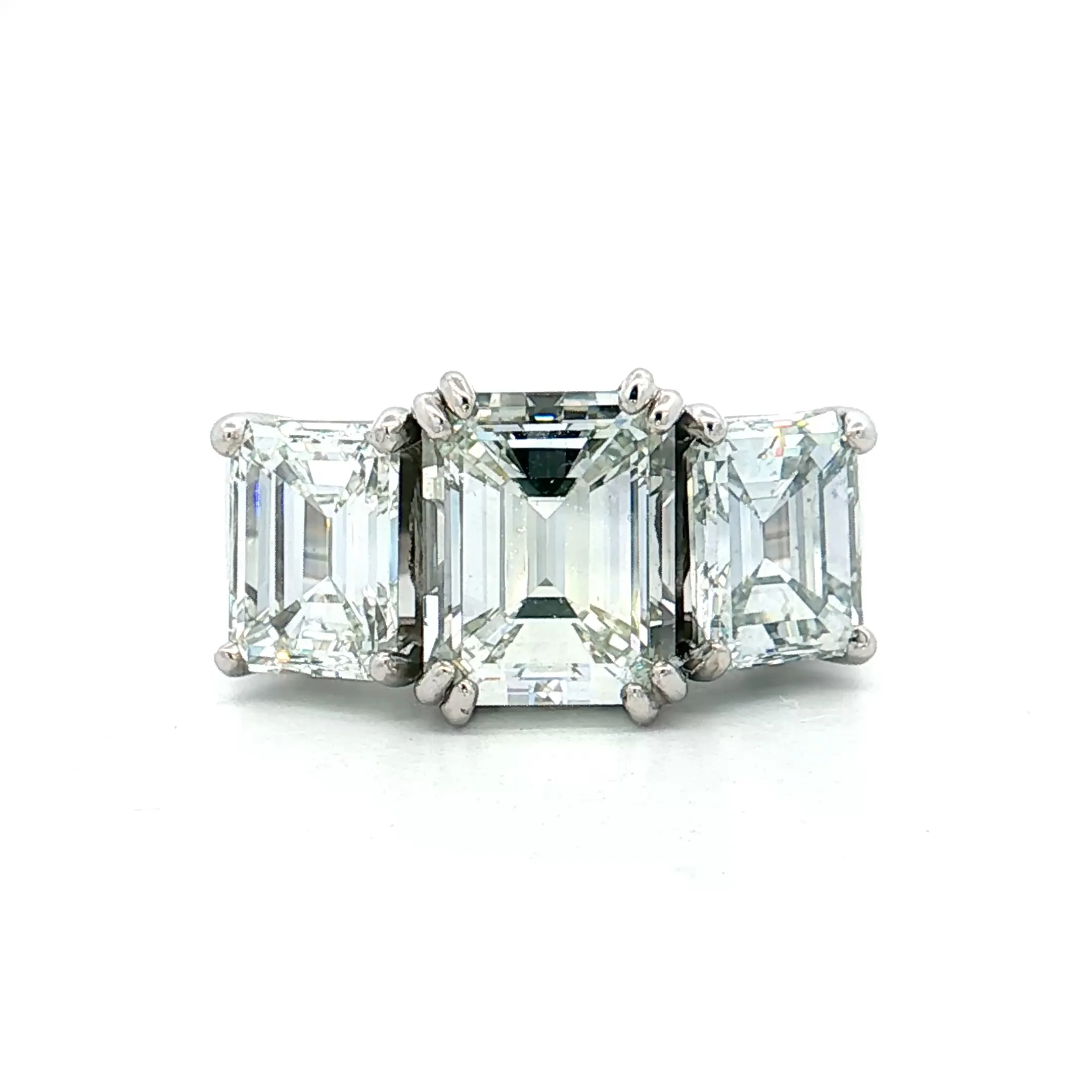 2.71 Emerald Diamond Three Stone Engagement Ring 14k