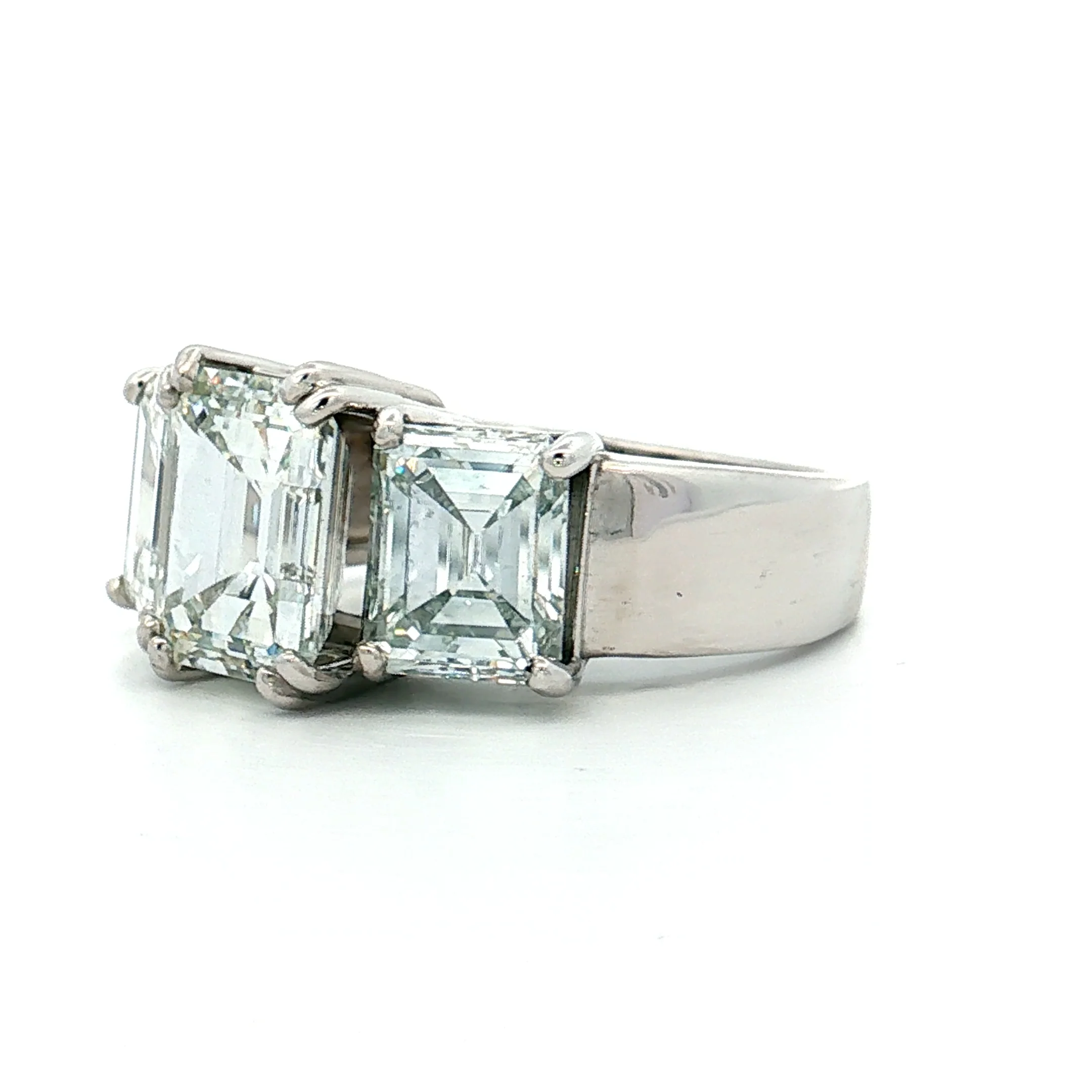 2.71 Emerald Diamond Three Stone Engagement Ring 14k - Image 2