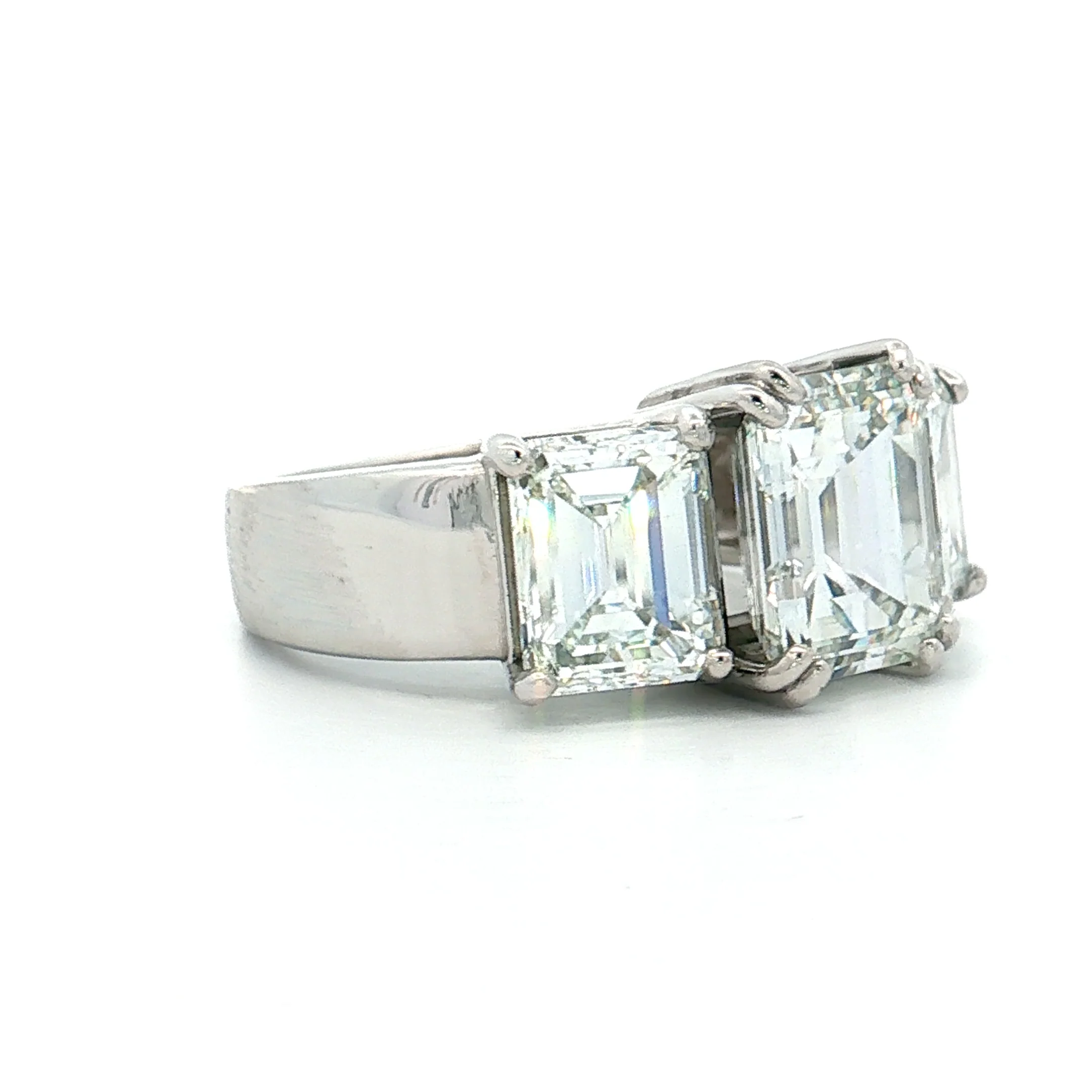 2.71 Emerald Diamond Three Stone Engagement Ring 14k - Image 3
