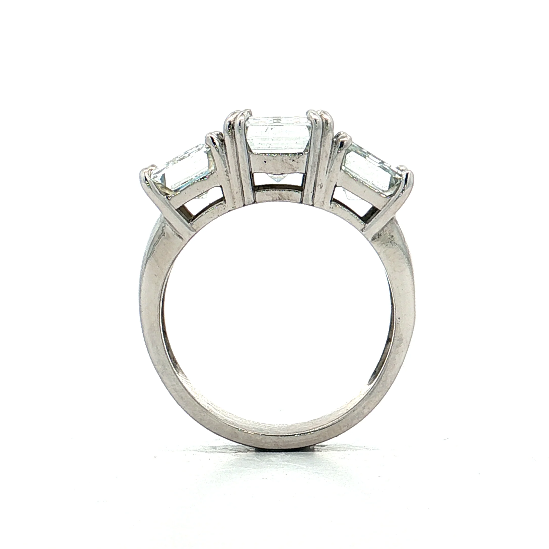 2.71 Emerald Diamond Three Stone Engagement Ring 14k - Image 4
