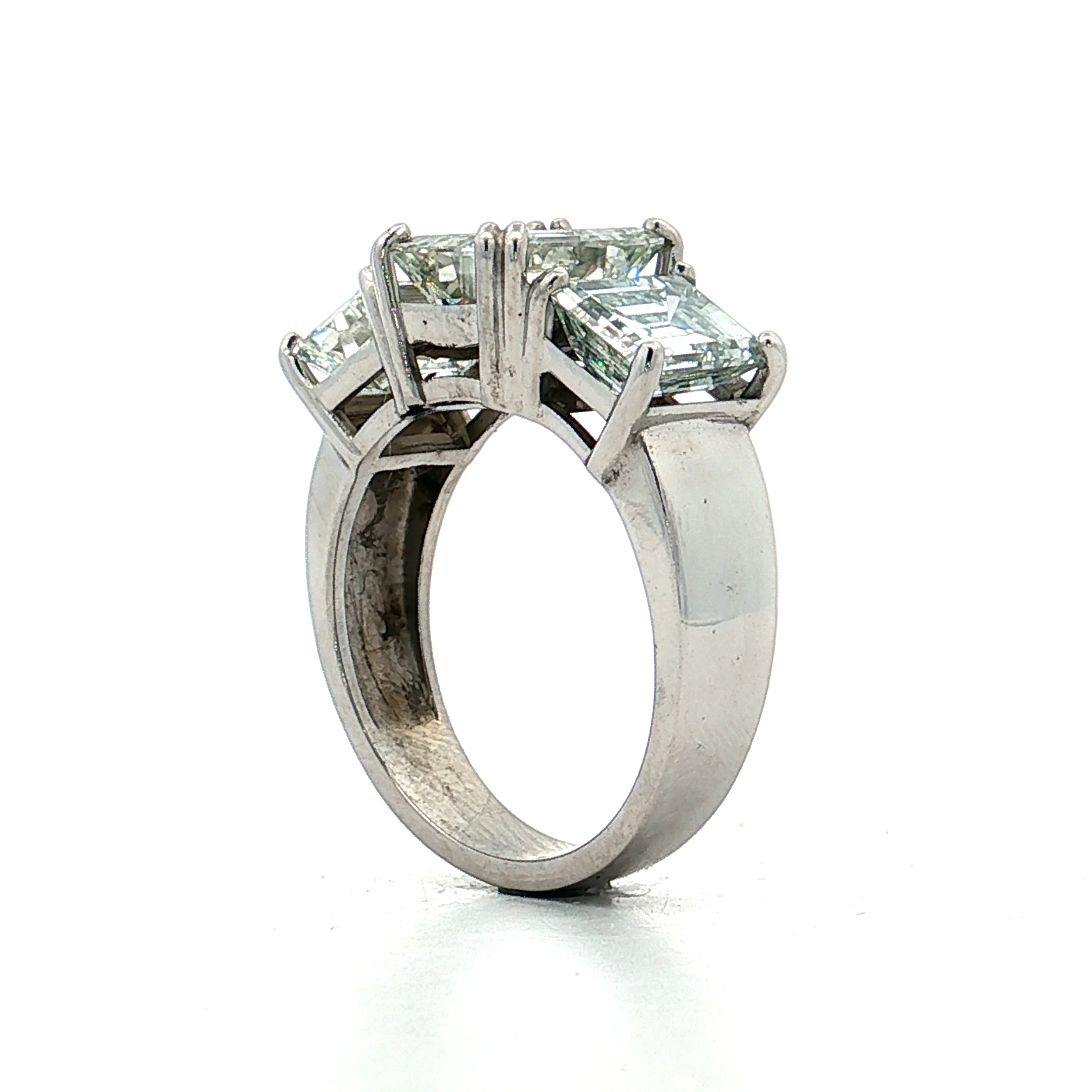2.71 Emerald Diamond Three Stone Engagement Ring 14k - Image 5