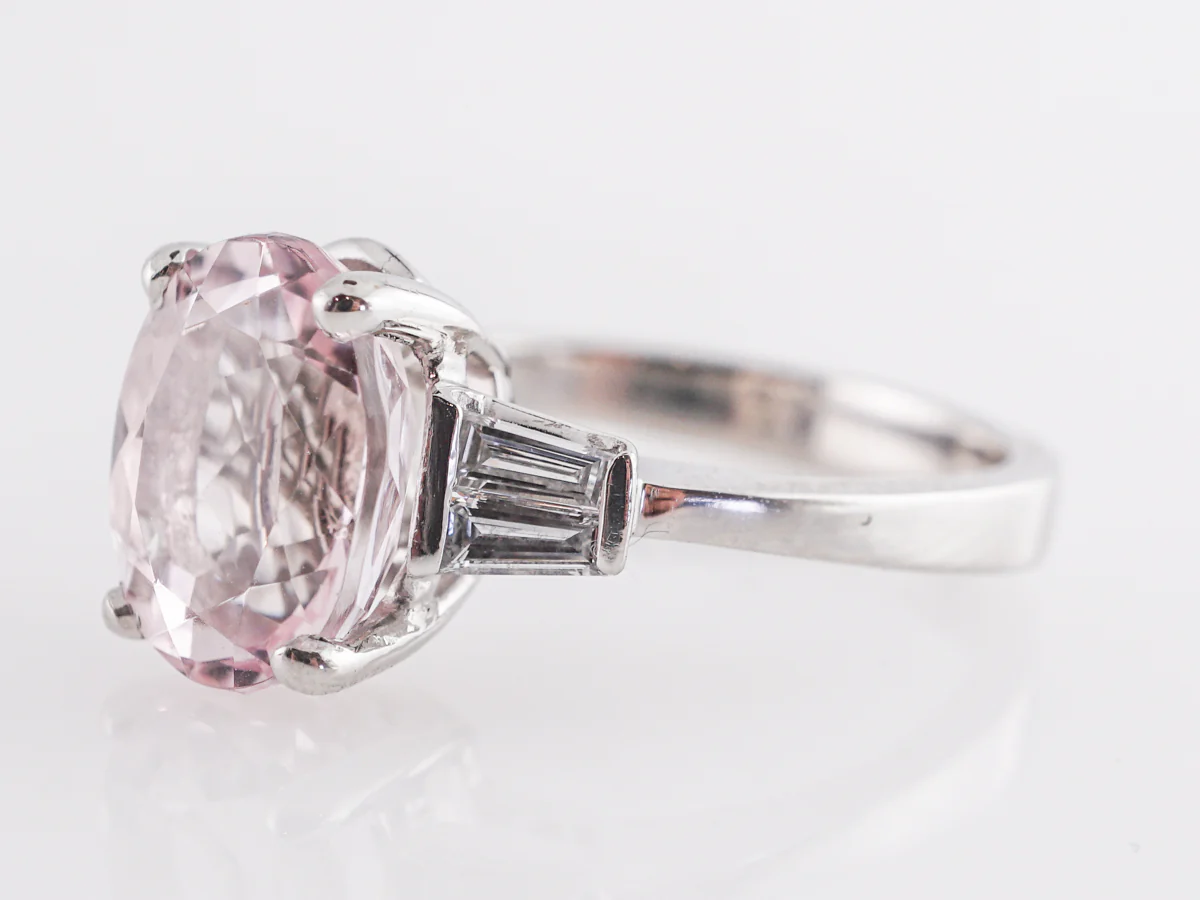 2.71 Oval Pink Morganite Engagement Ring in Platinum - Image 2