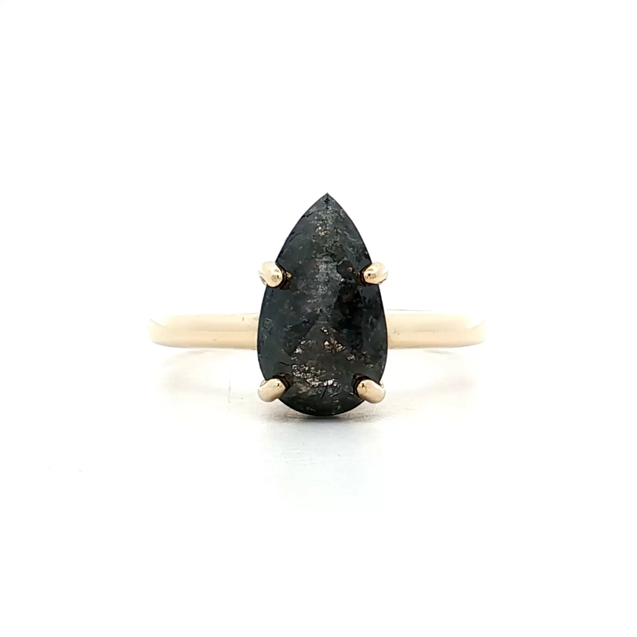 2.71 Pear Shaped Rose Cut Engagement Ring in 14k