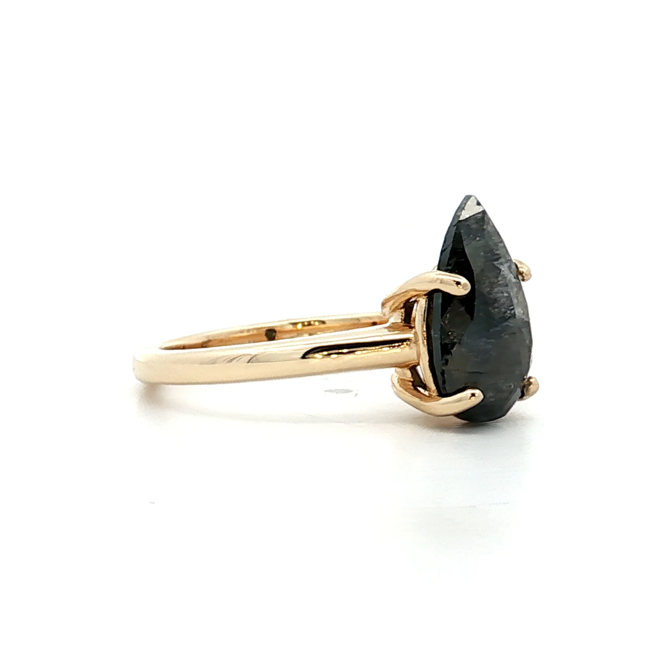 2.71 Pear Shaped Rose Cut Engagement Ring in 14k - Image 3
