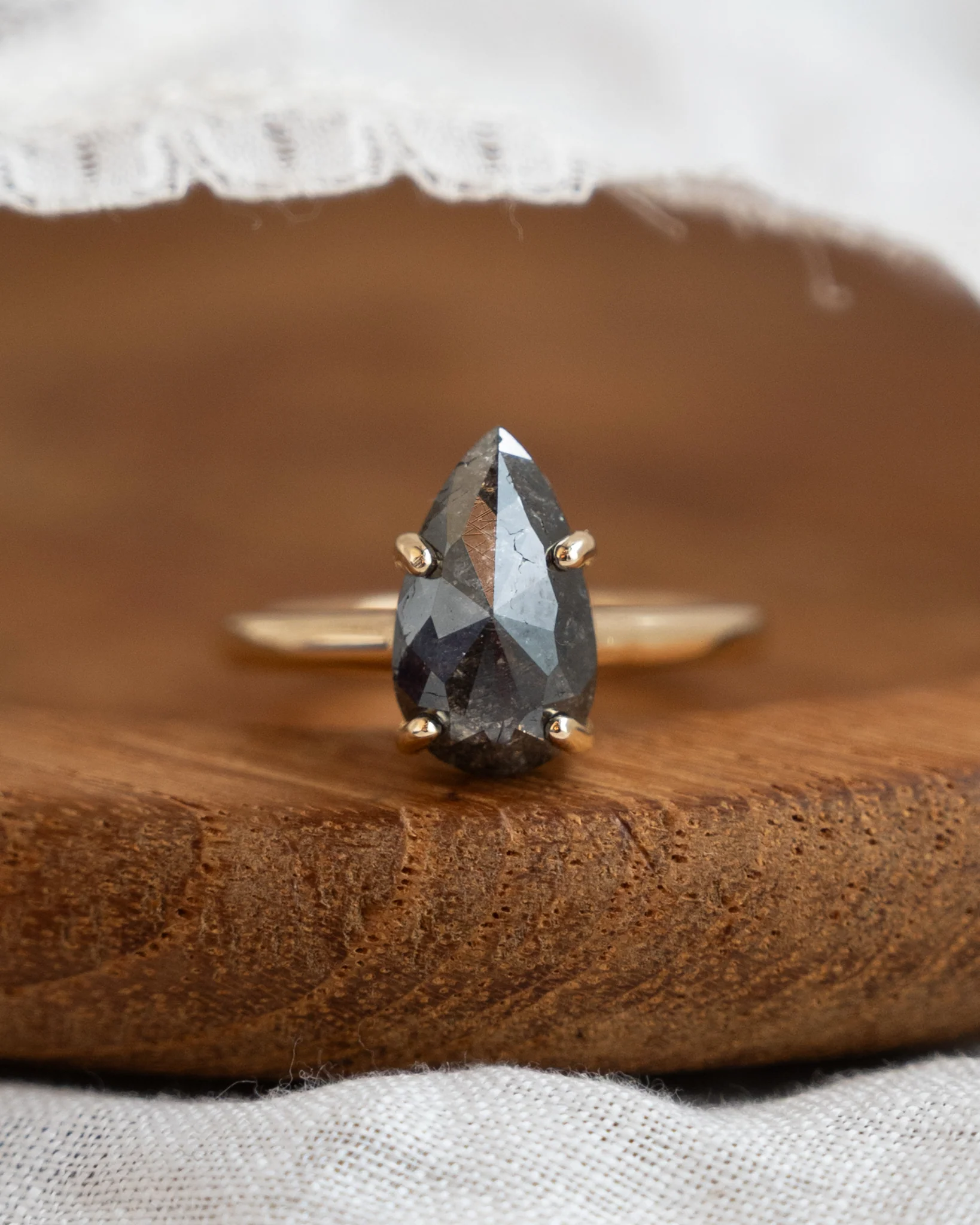 2.71 Pear Shaped Rose Cut Engagement Ring in 14k - Image 6