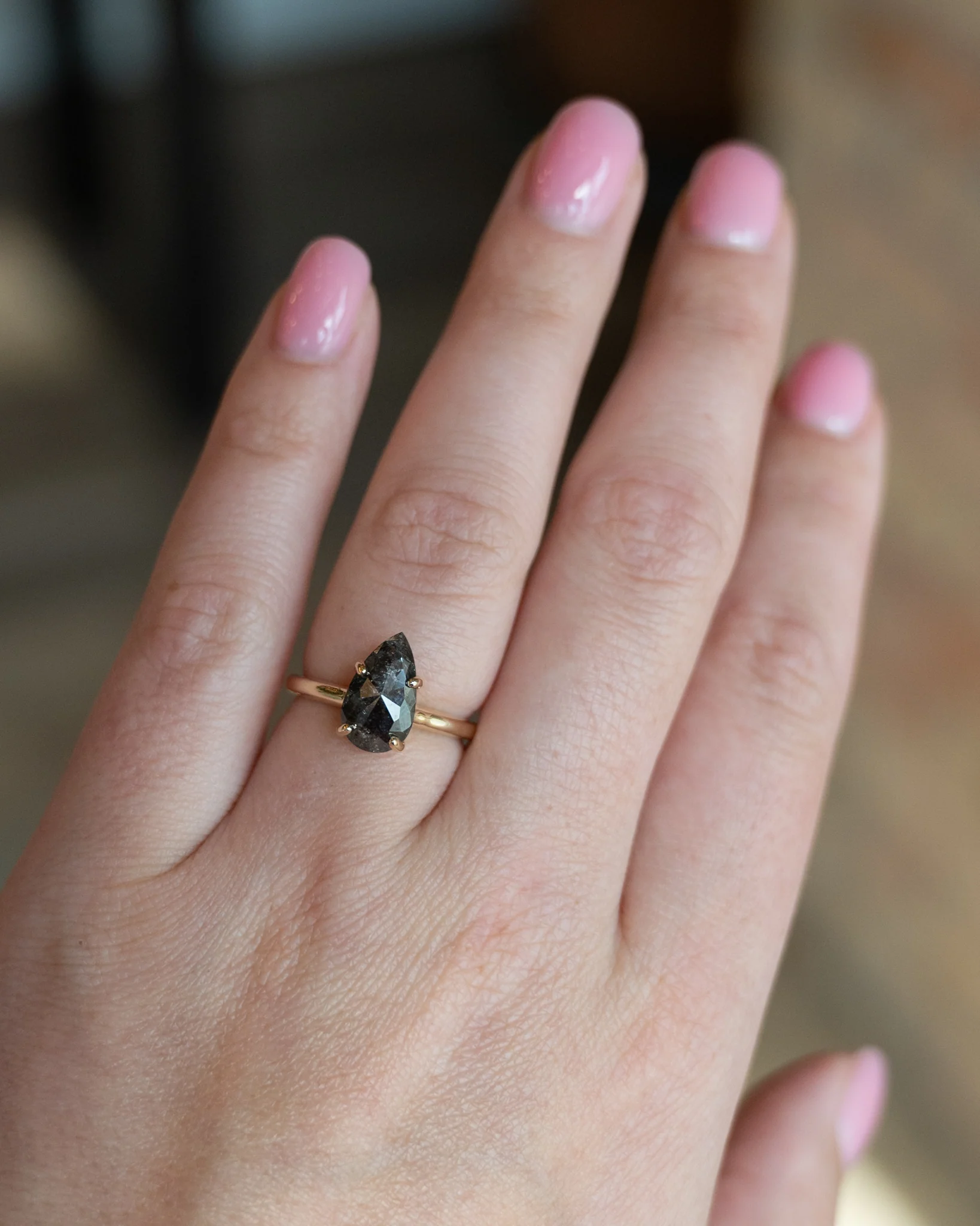 2.71 Pear Shaped Rose Cut Engagement Ring in 14k - Image 7