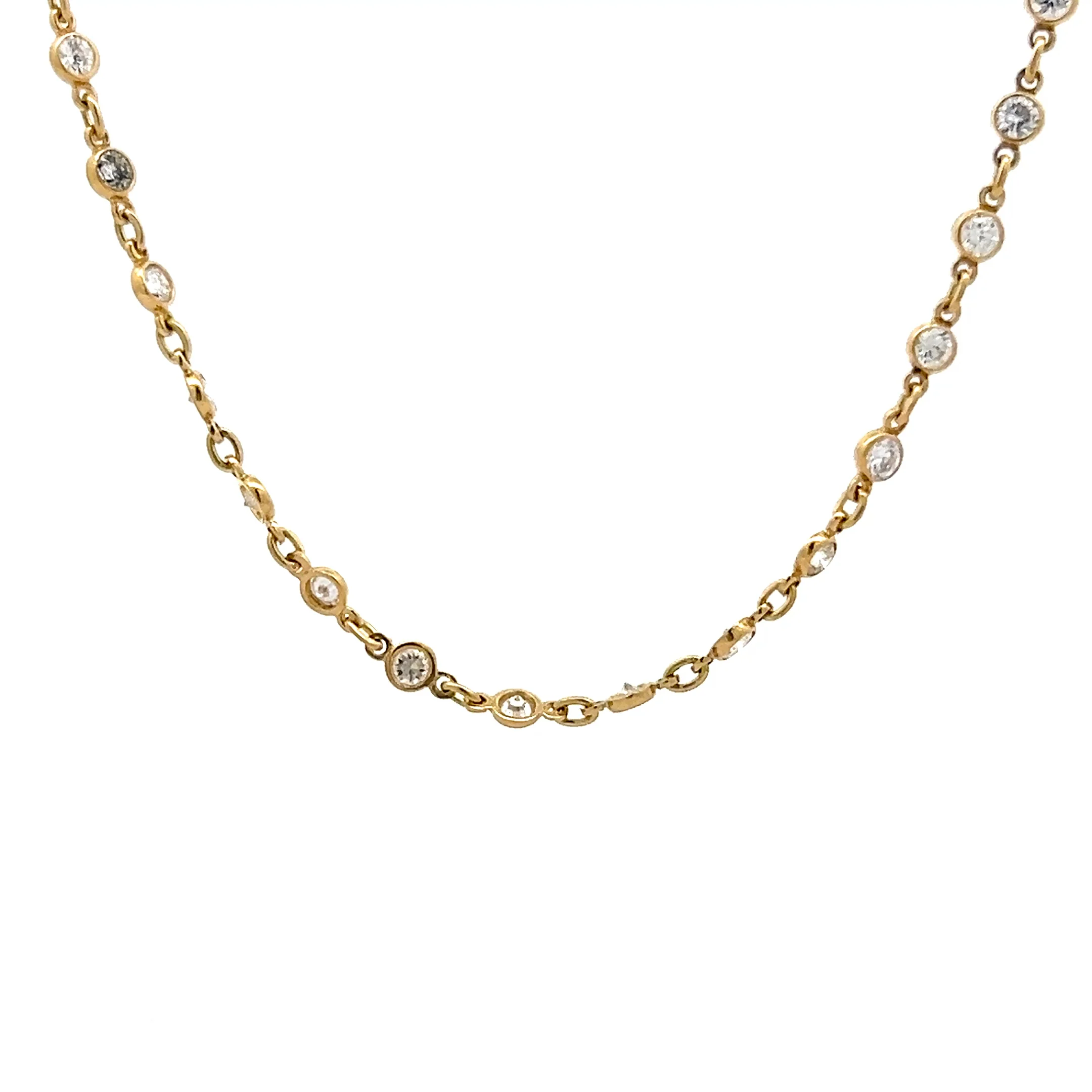 2.72 Bezel Diamond By The Yard Necklace in 18k