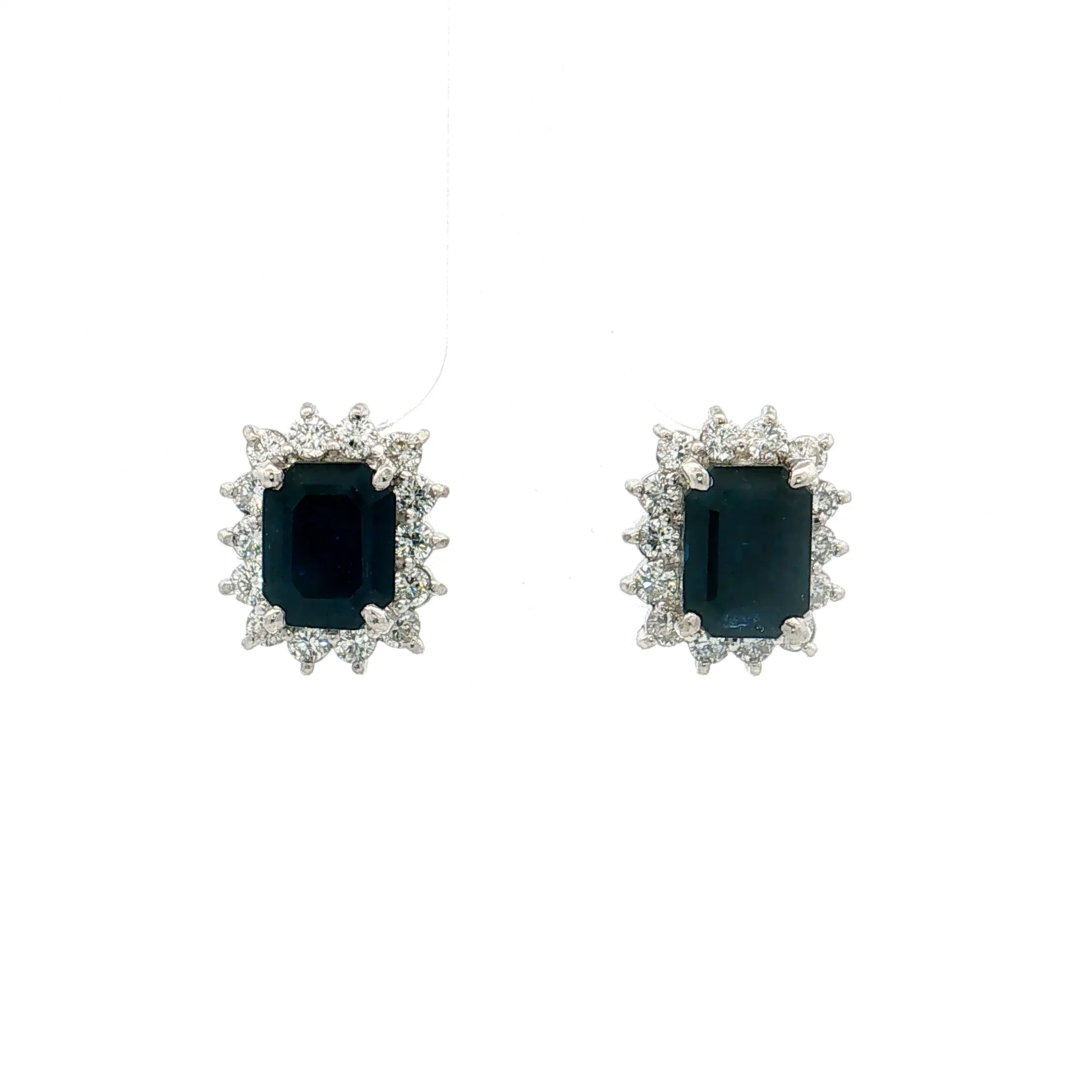 2.72 Blue Sapphire & Diamond Stud Earrings Platinum
