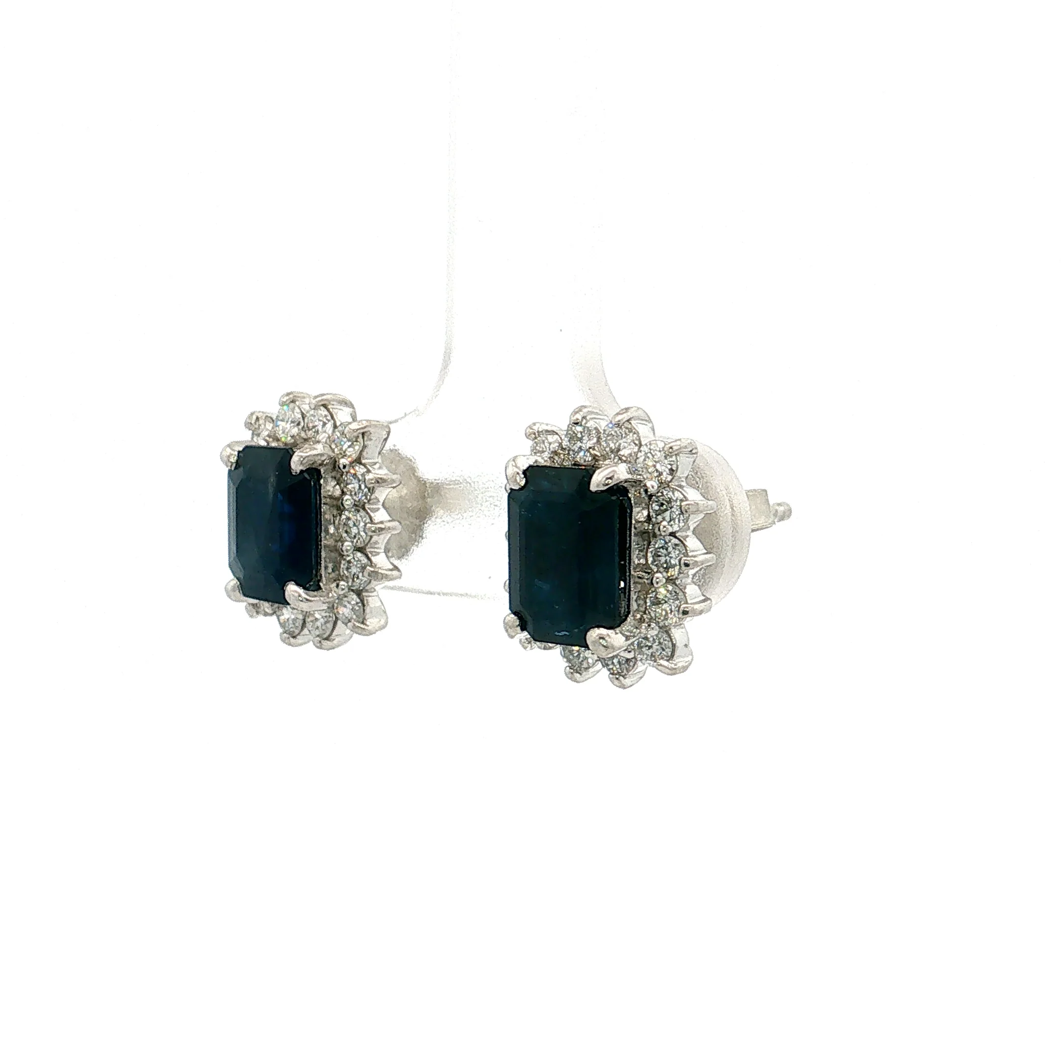 2.72 Blue Sapphire & Diamond Stud Earrings Platinum - Image 2