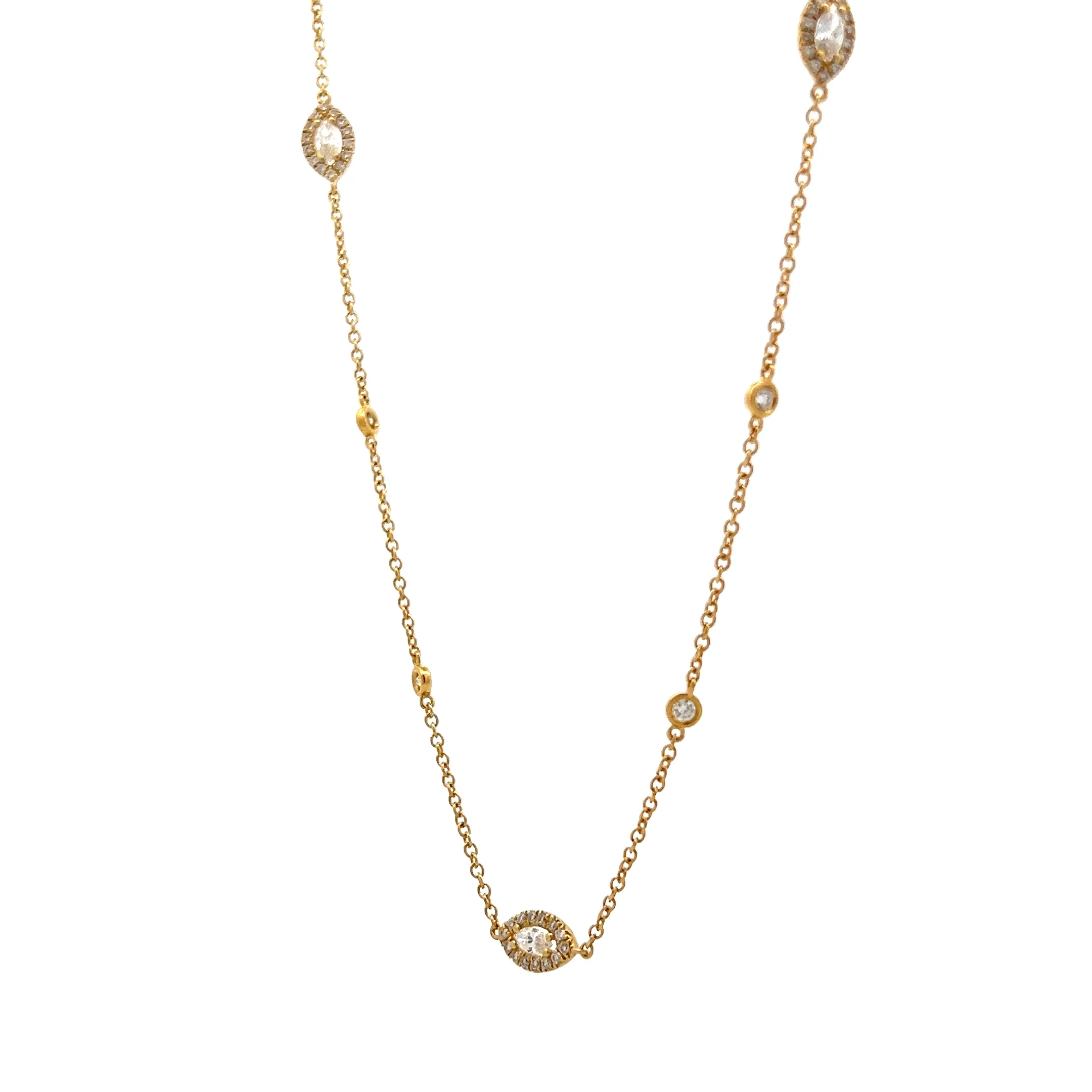 2.73 Marquise & Round Diamond Station Necklace 18k - Image 2