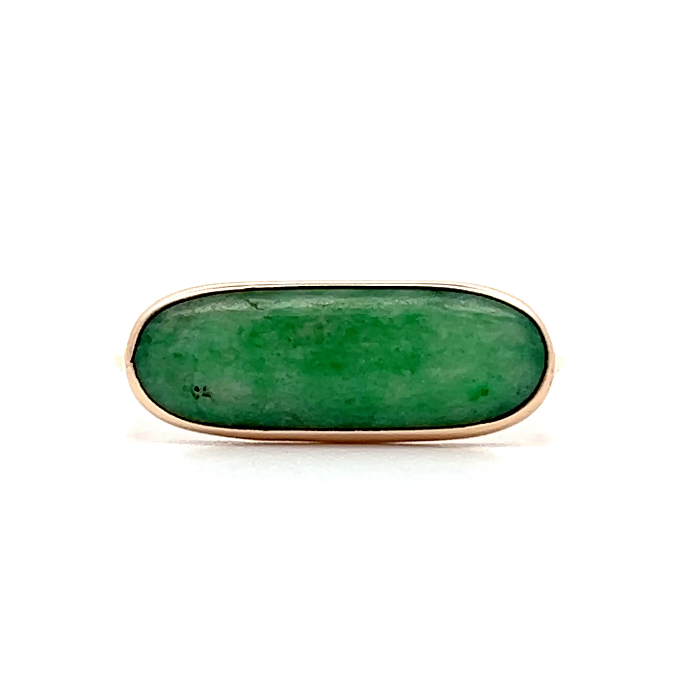 2.74 Cabochon Jadeite Ring in 10k Yellow Gold
