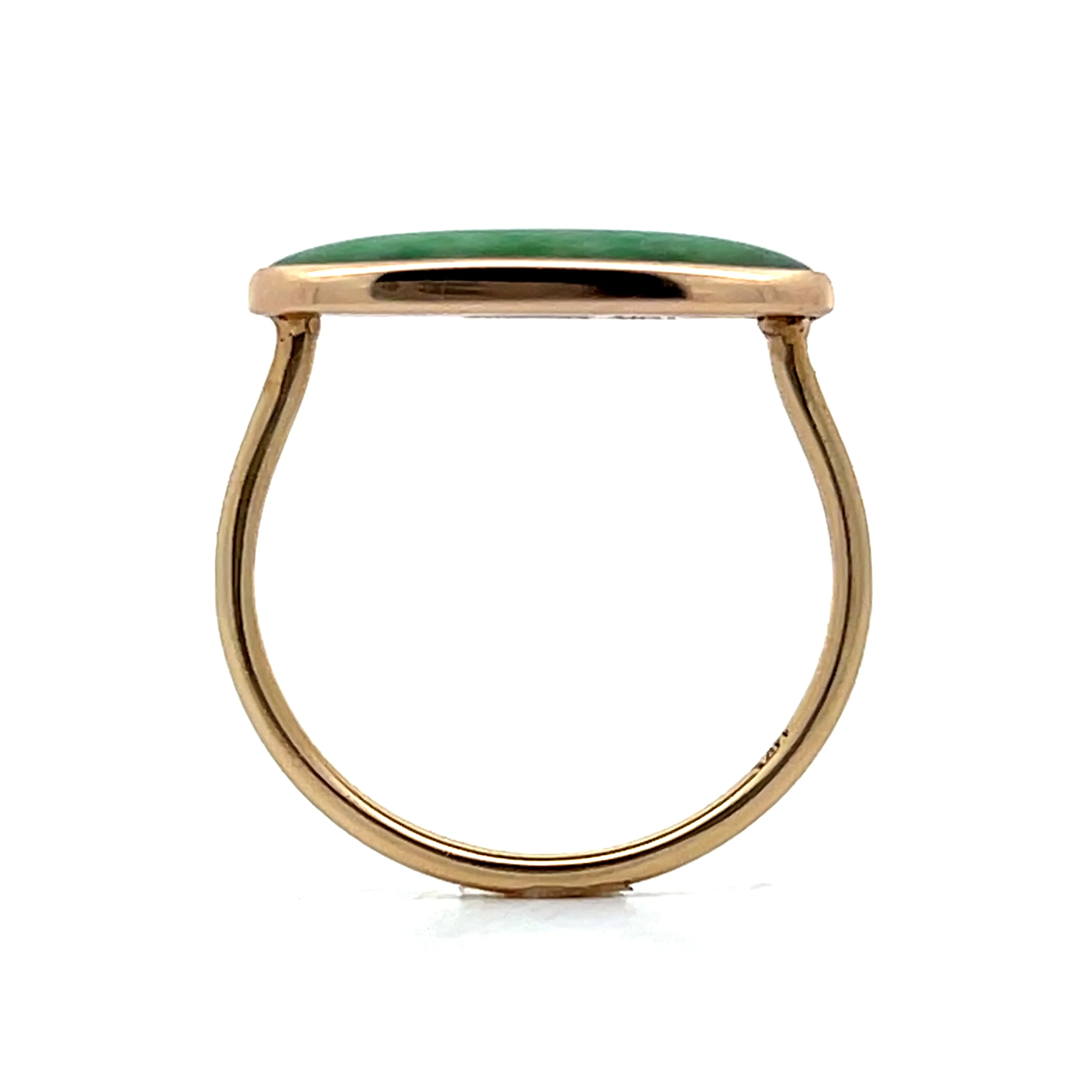 2.74 Cabochon Jadeite Ring in 10k Yellow Gold - Image 4