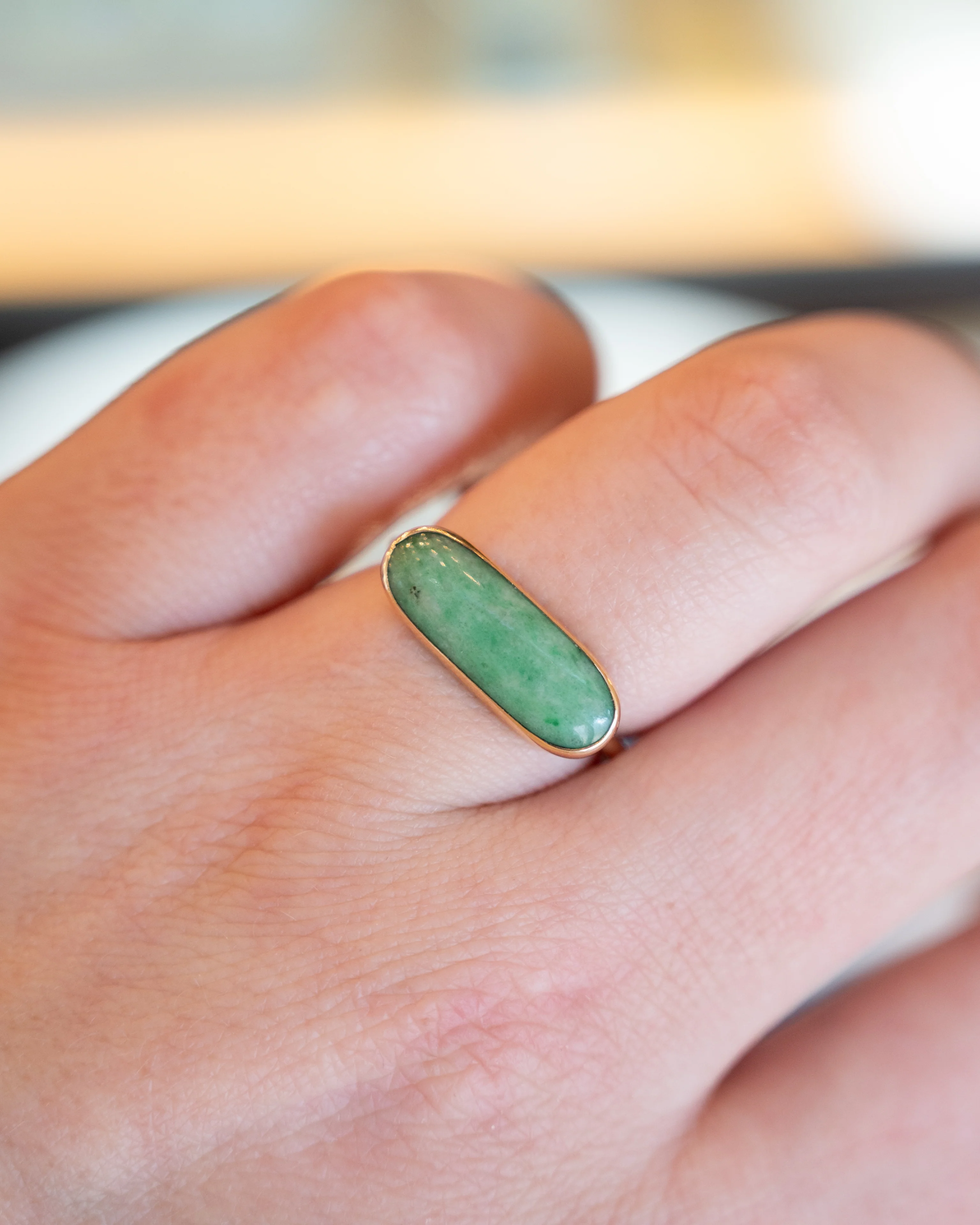 2.74 Cabochon Jadeite Ring in 10k Yellow Gold - Image 7