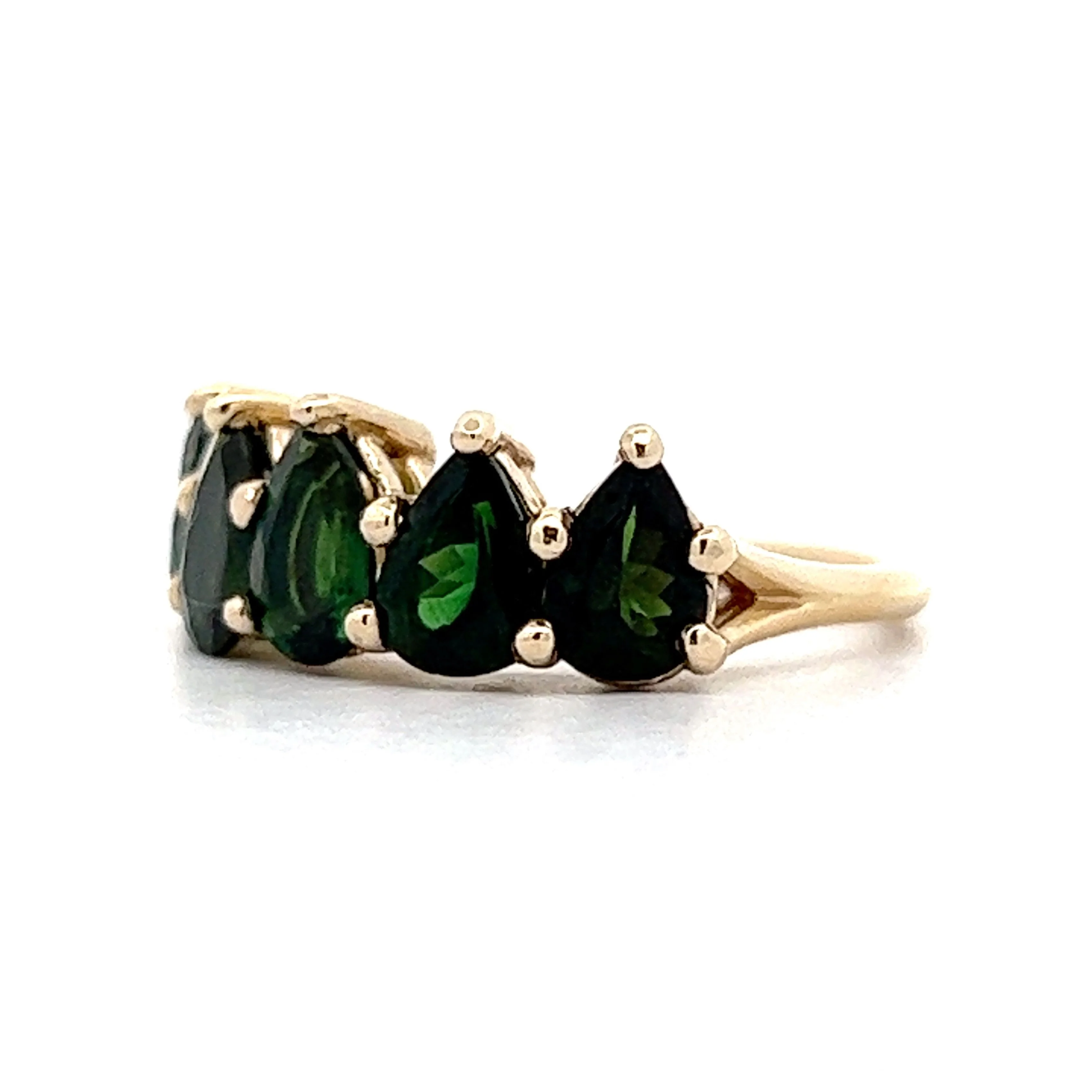2.75 Green Tourmaline Pear Five Stone Stacking Ring - Image 2