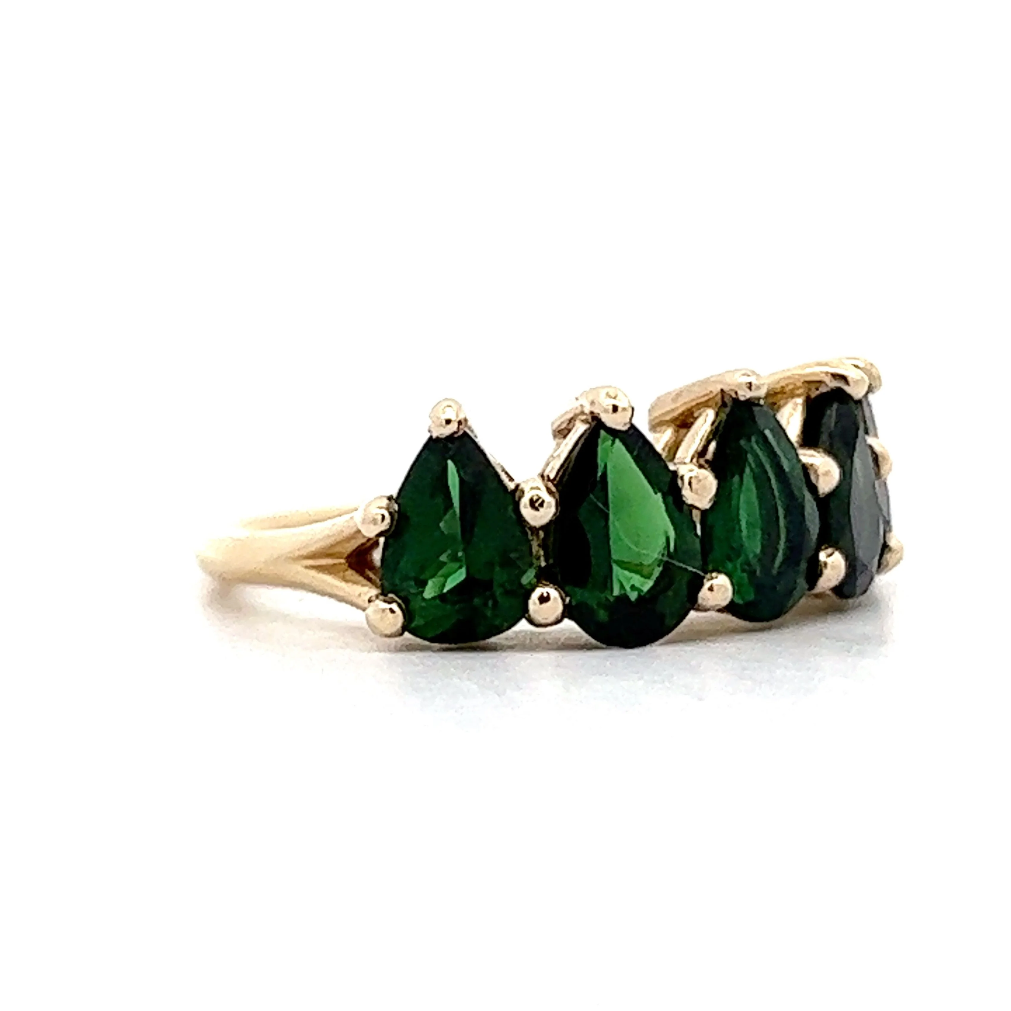 2.75 Green Tourmaline Pear Five Stone Stacking Ring - Image 3